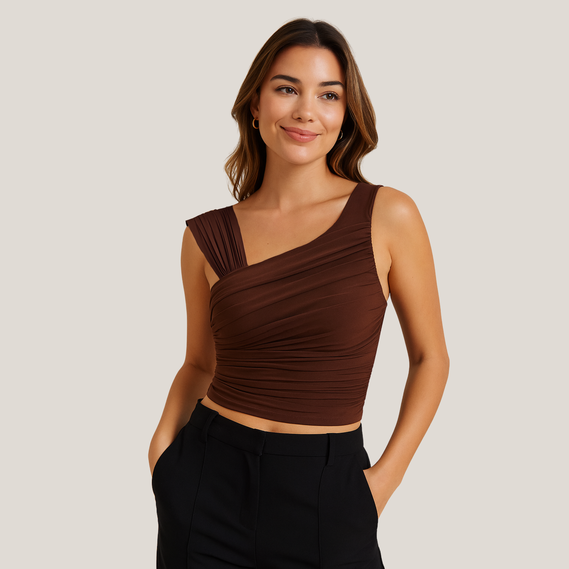 One-Shoulder Ruched Crop Top