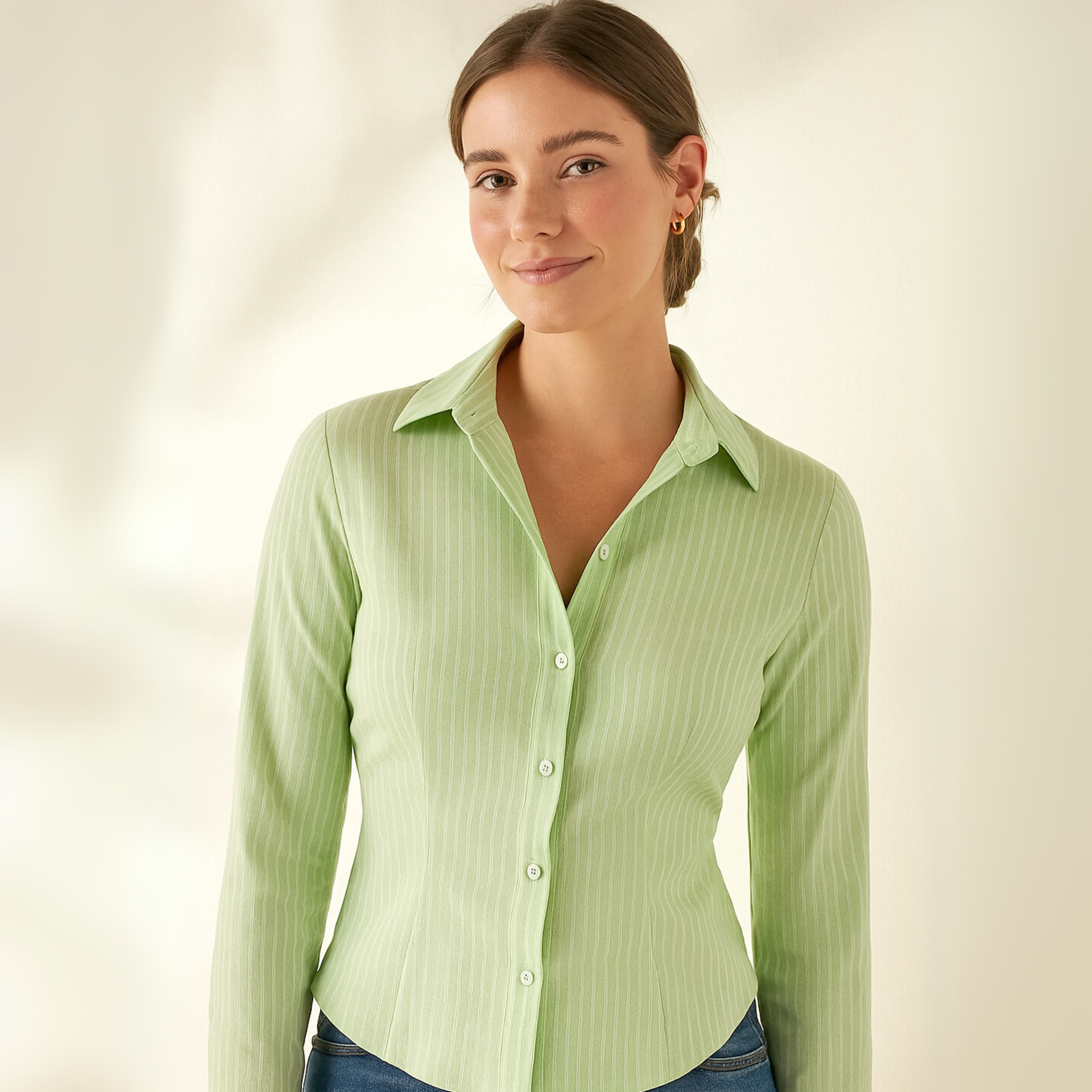 Light Green Striped Shirt