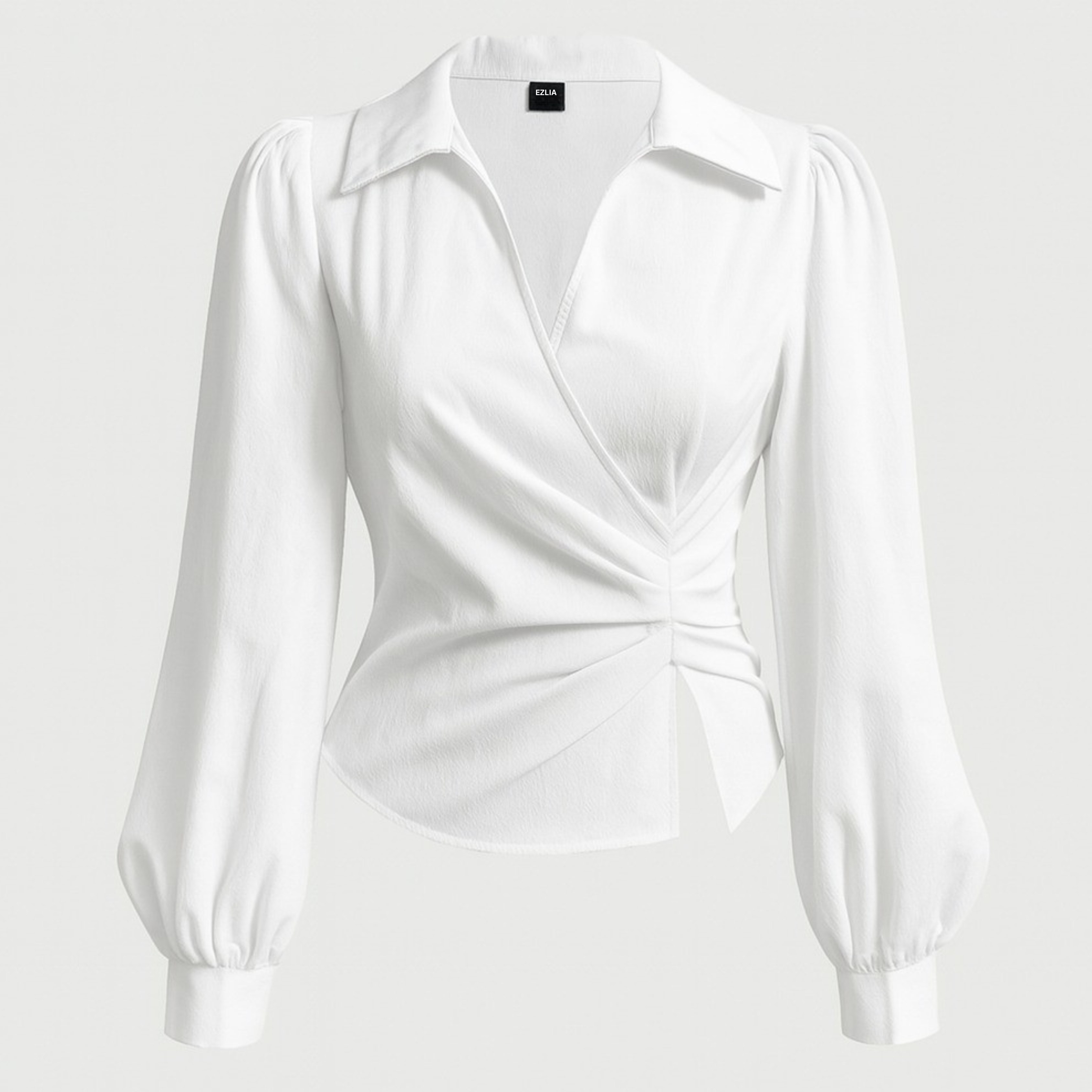 White Shirt with Puff Sleeves & Collar
