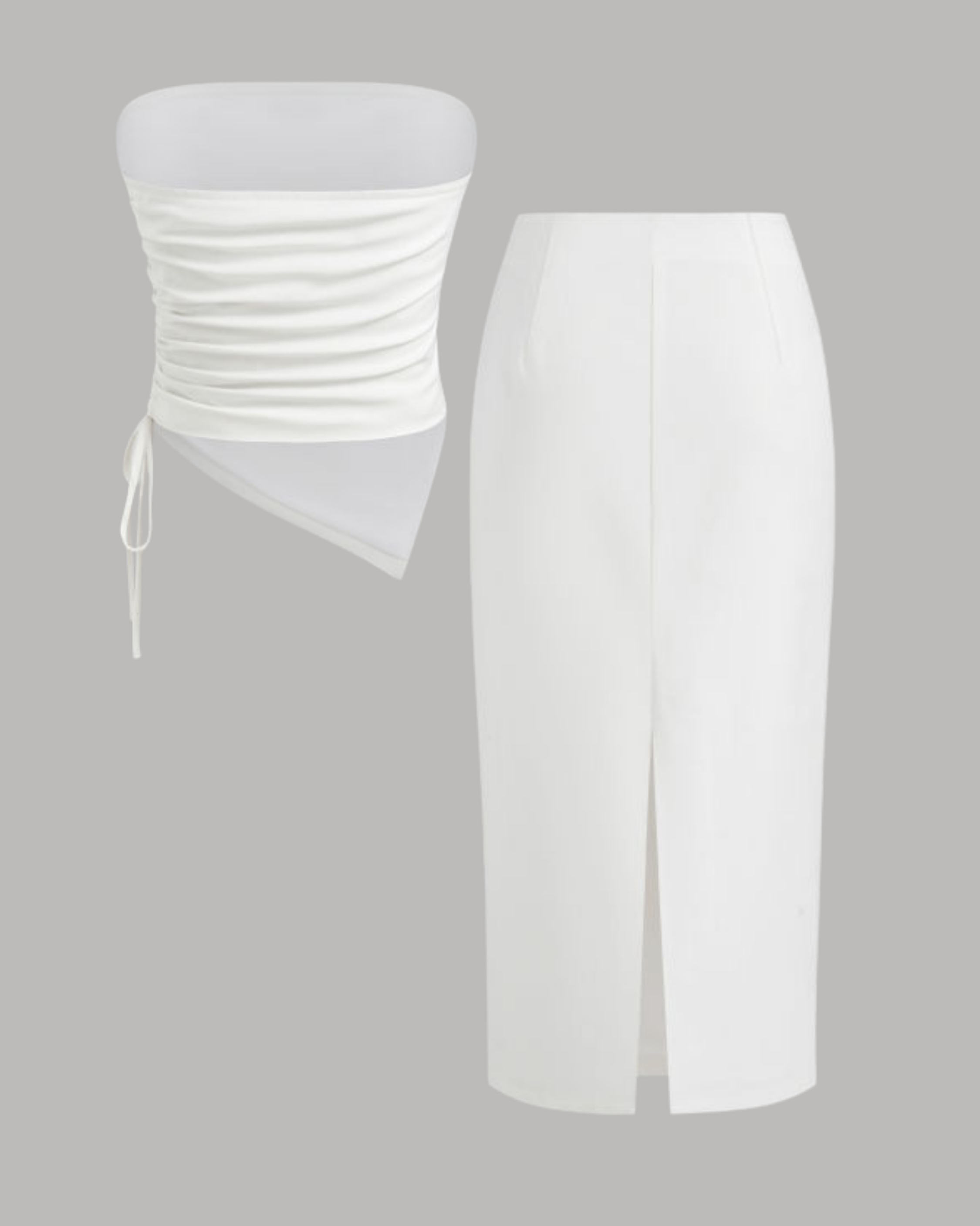 Linen Blend Bandeau & Split Maxi Skirt Co-ord