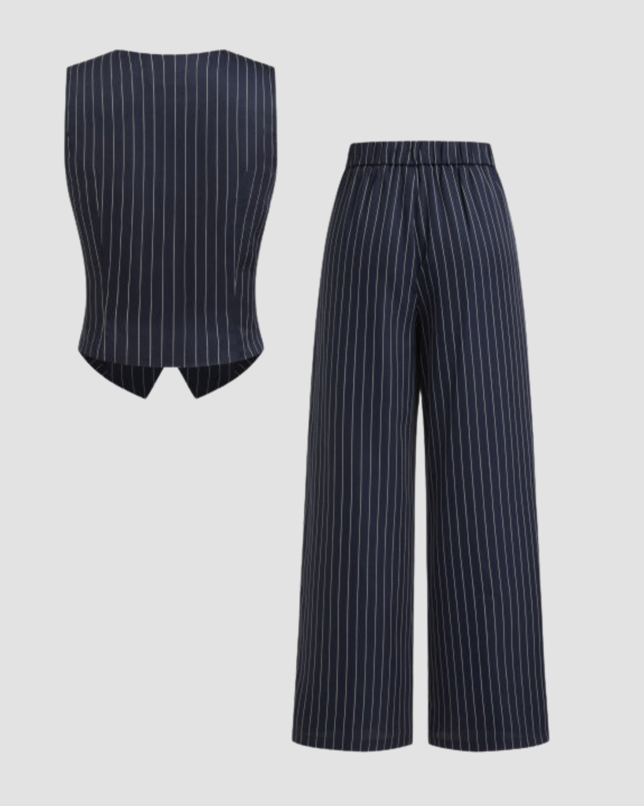 Striped Button Tank & Straight Leg Trouser Set