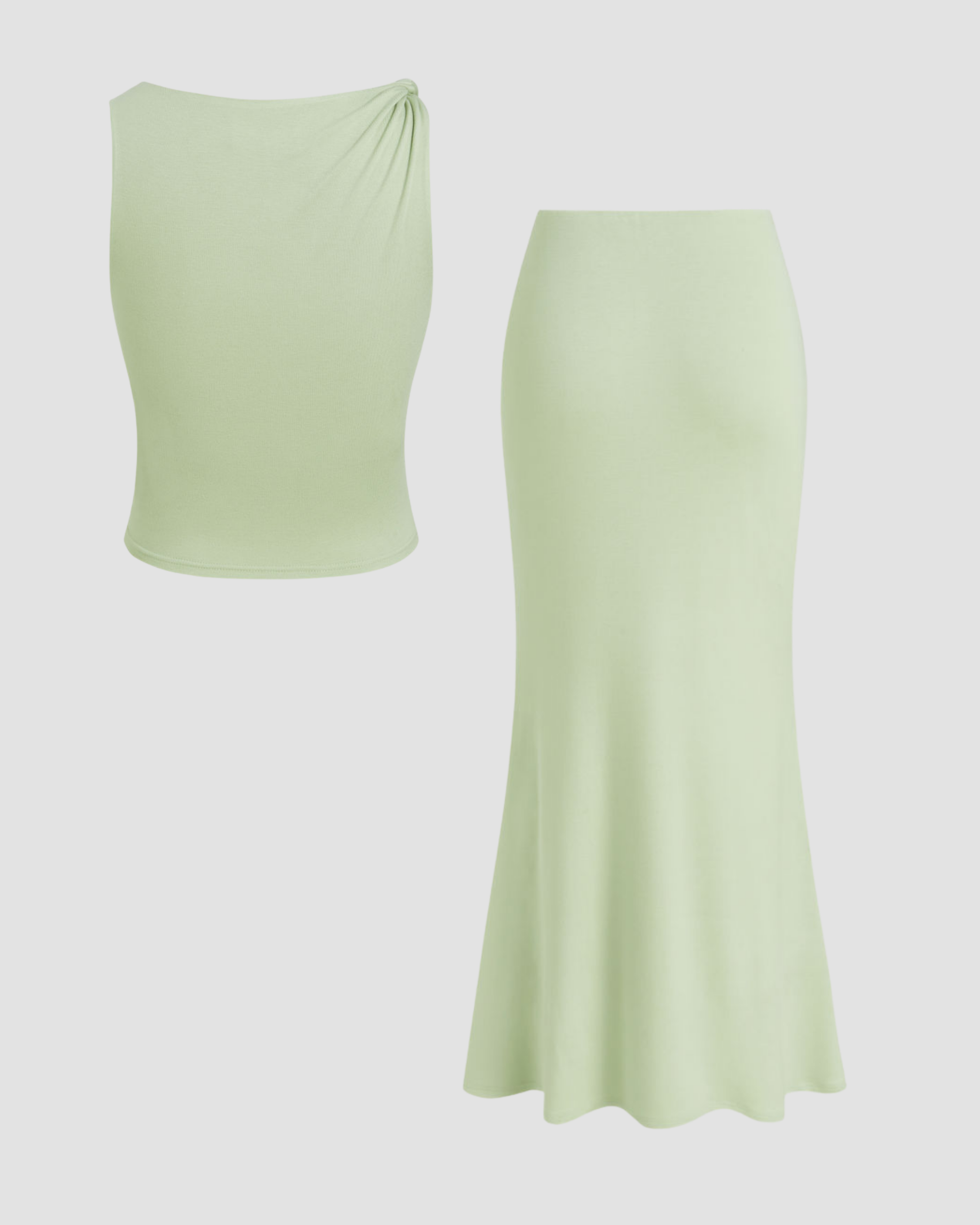 Twist-Front Tank & Ruffle Maxi Skirt Set