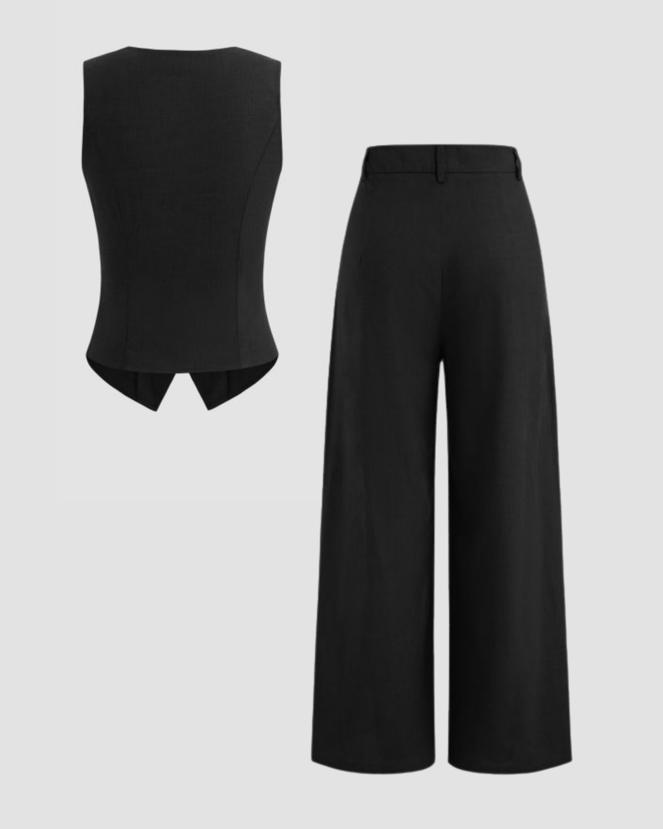 Cotton Blend Button Tank & Wide Leg Pocket Pants