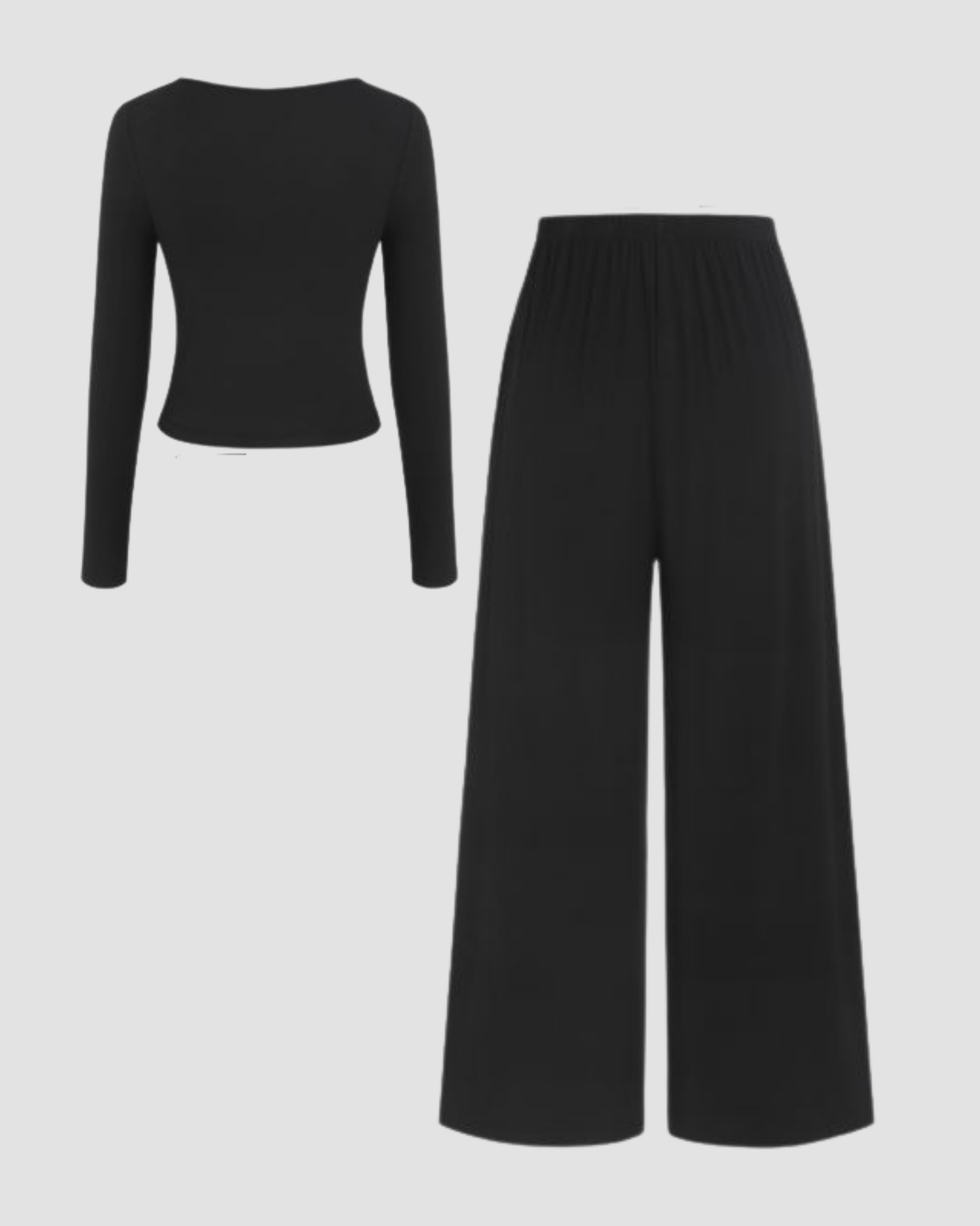 Button-Front Long Sleeve Loungewear Set