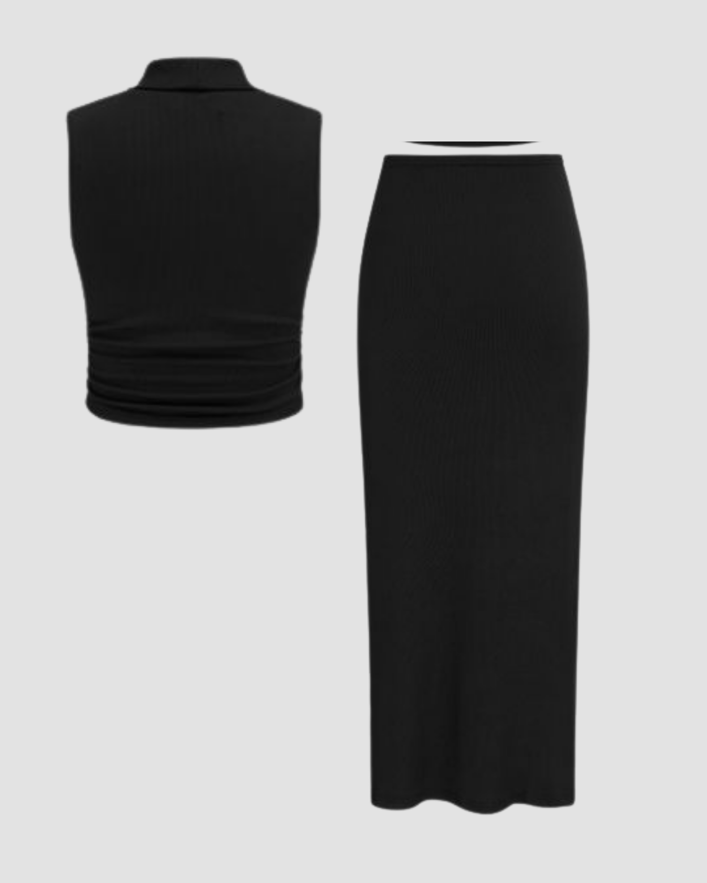 Ruched Tank & Knotted Split Maxi Skirt Set