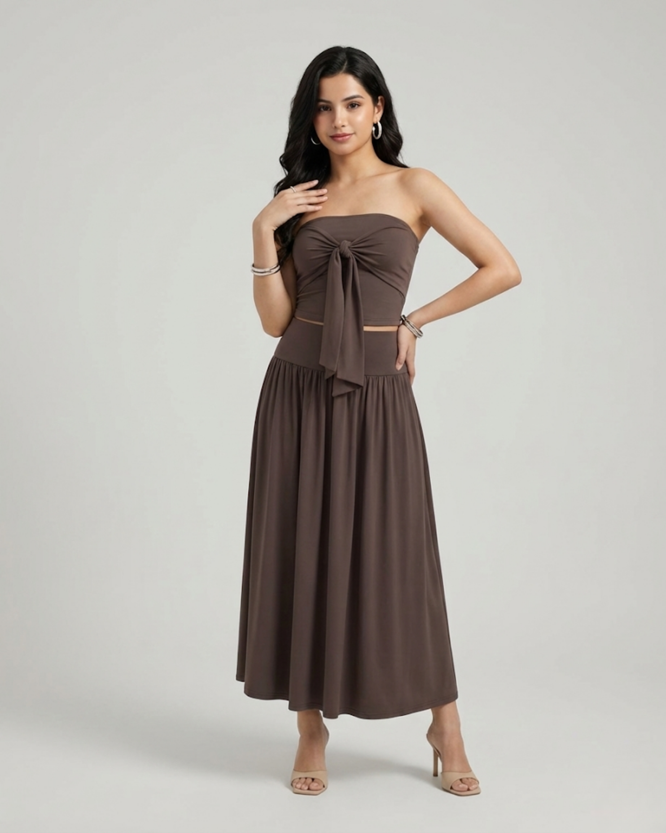 Reversible Knotted Crop Top & Maxi Skirt Set