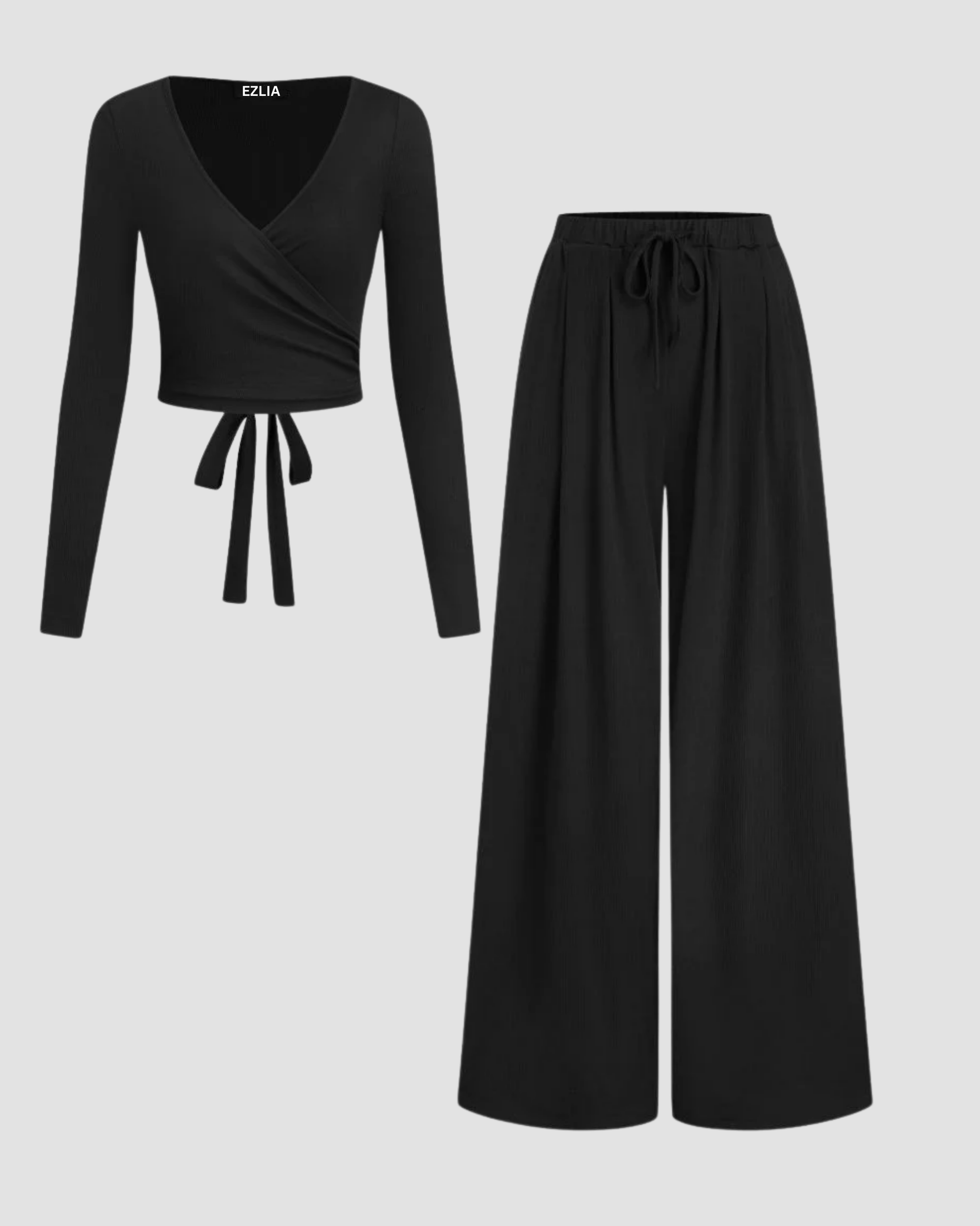 Knotted Long Sleeve Top & Straight Leg Pants