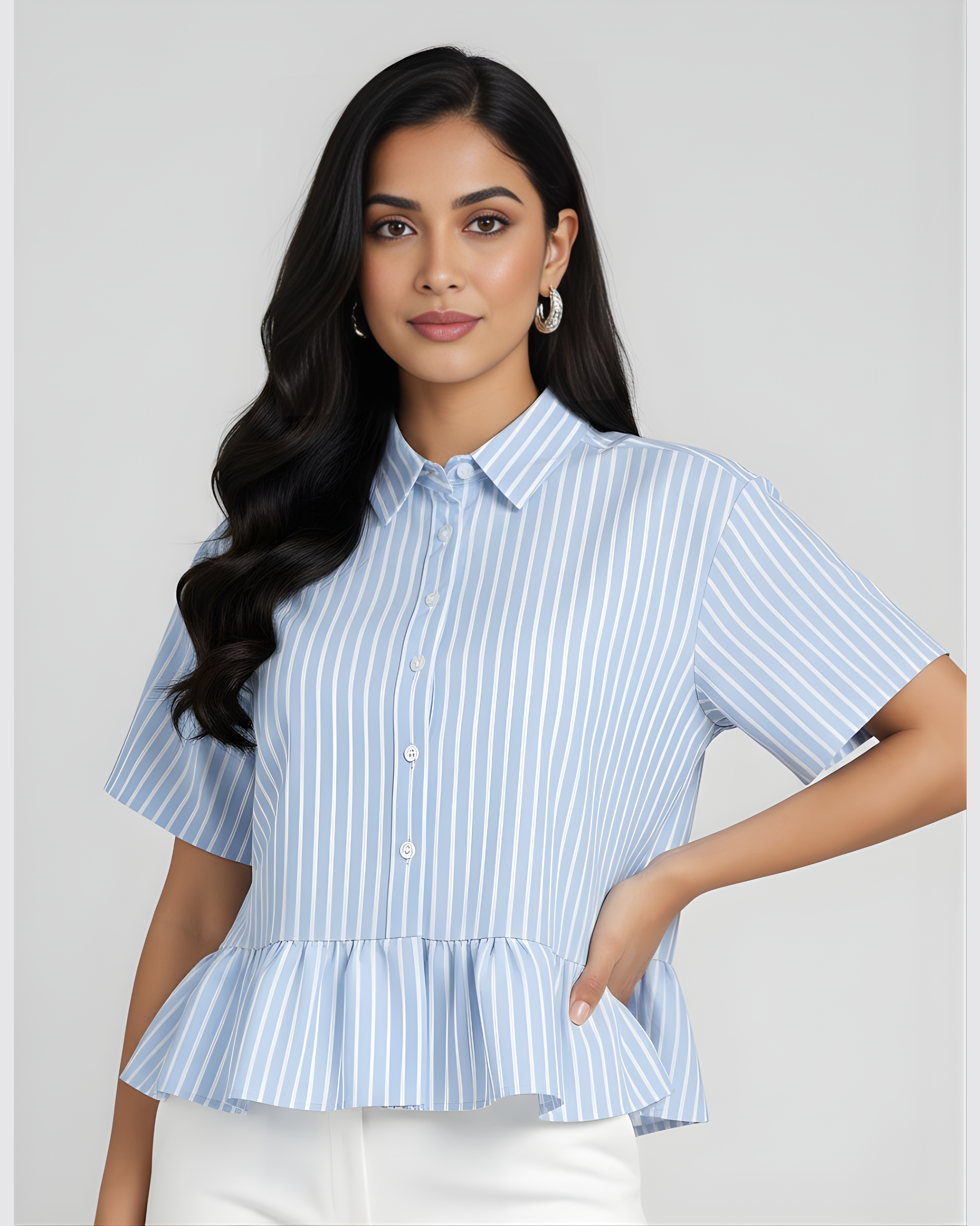 Striped Peplum Shirt for Women
