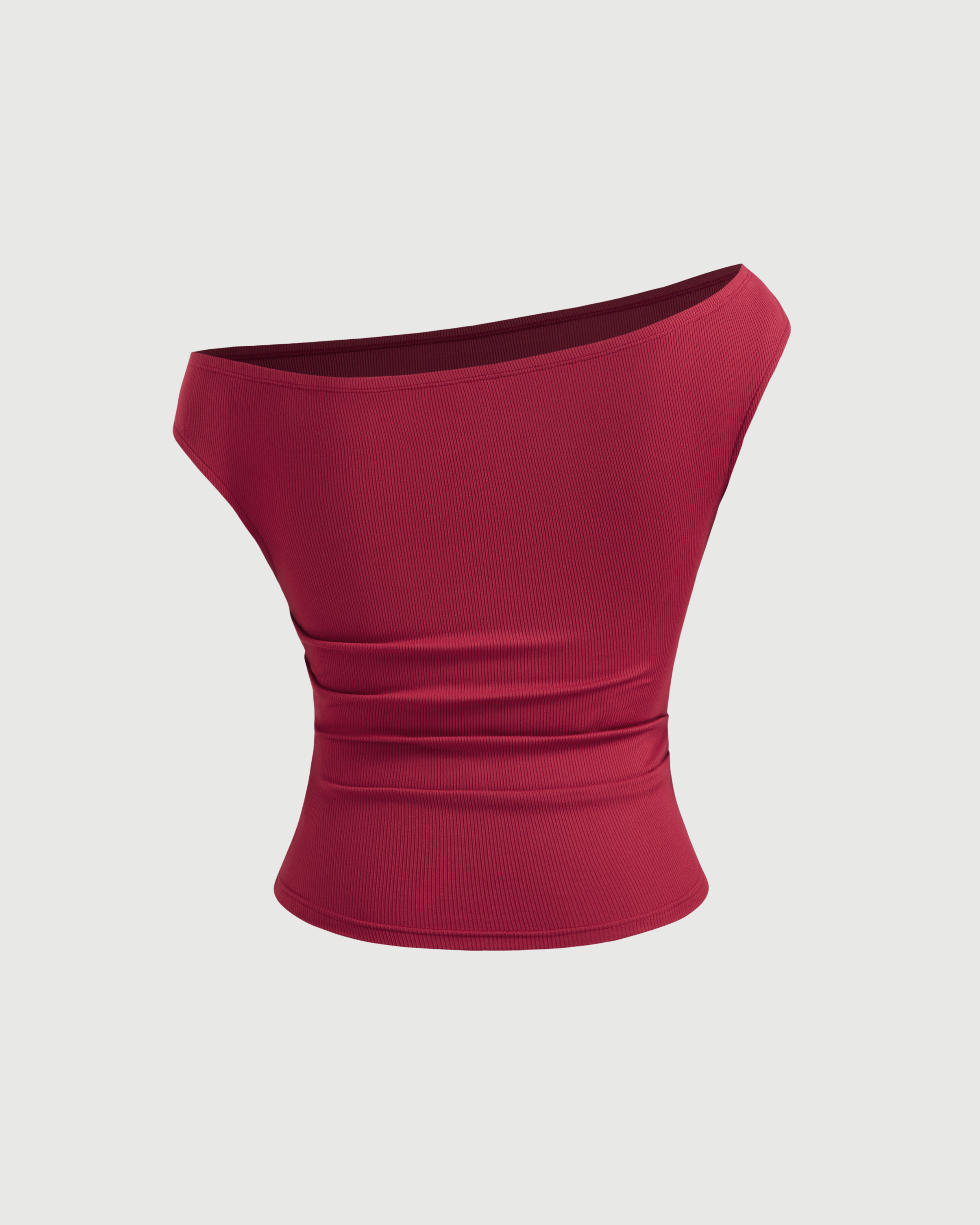 Red Off-Shoulder Fitted Crop Top