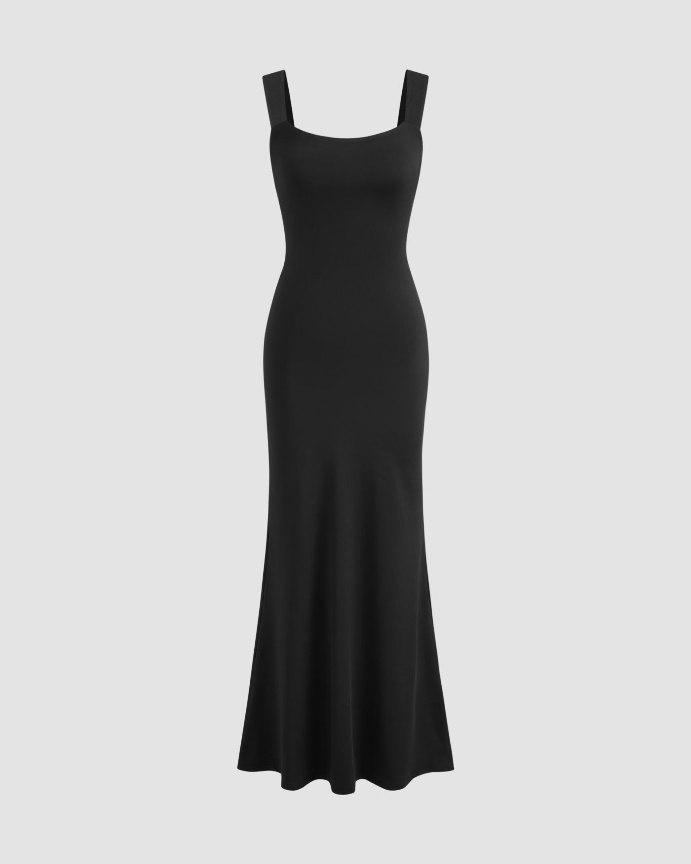 Backless Bowknot Maxi Dress with Scoop Neckline - Black