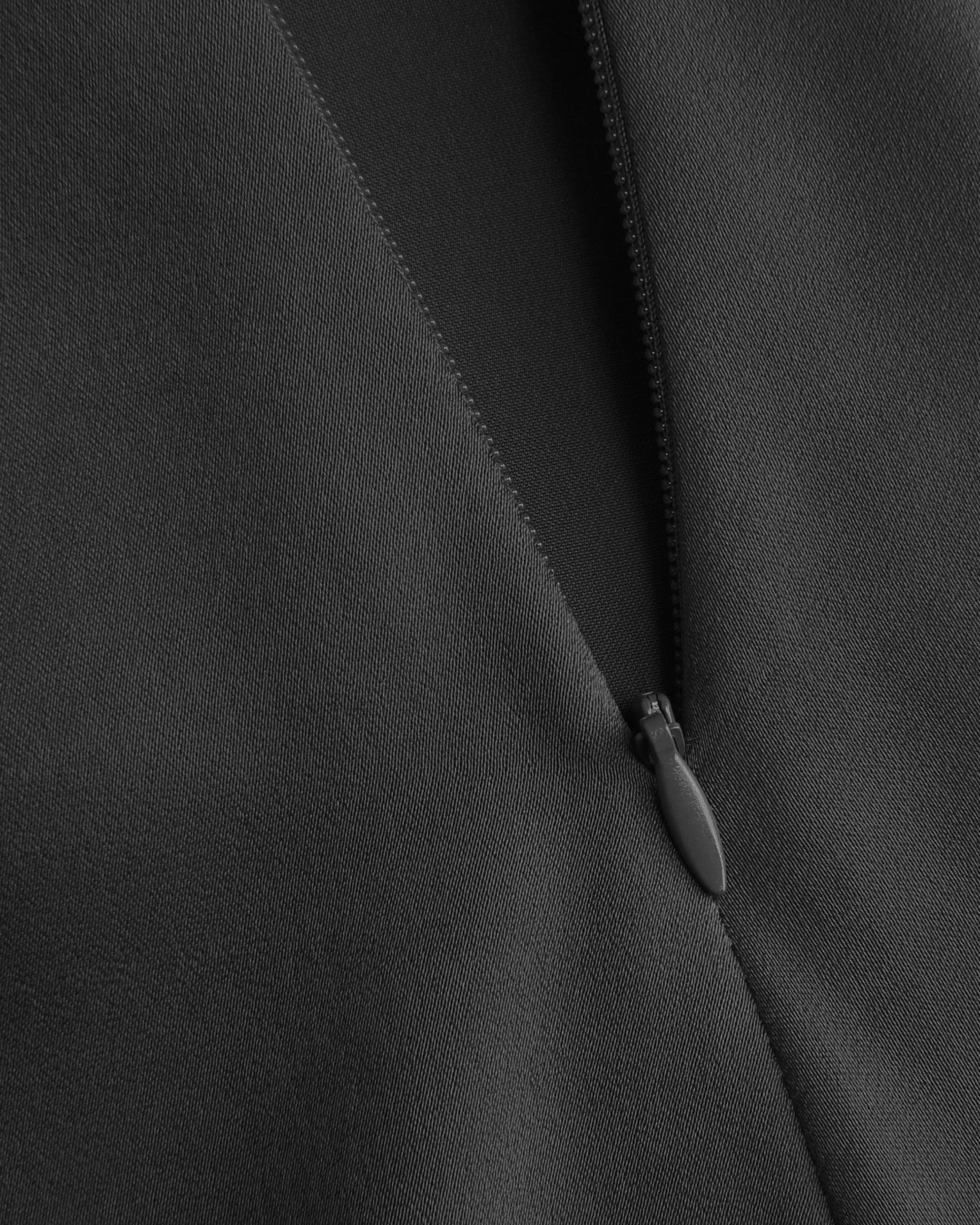 Black Solid Draped Cowl Neck Midi Dress with Slit Detail