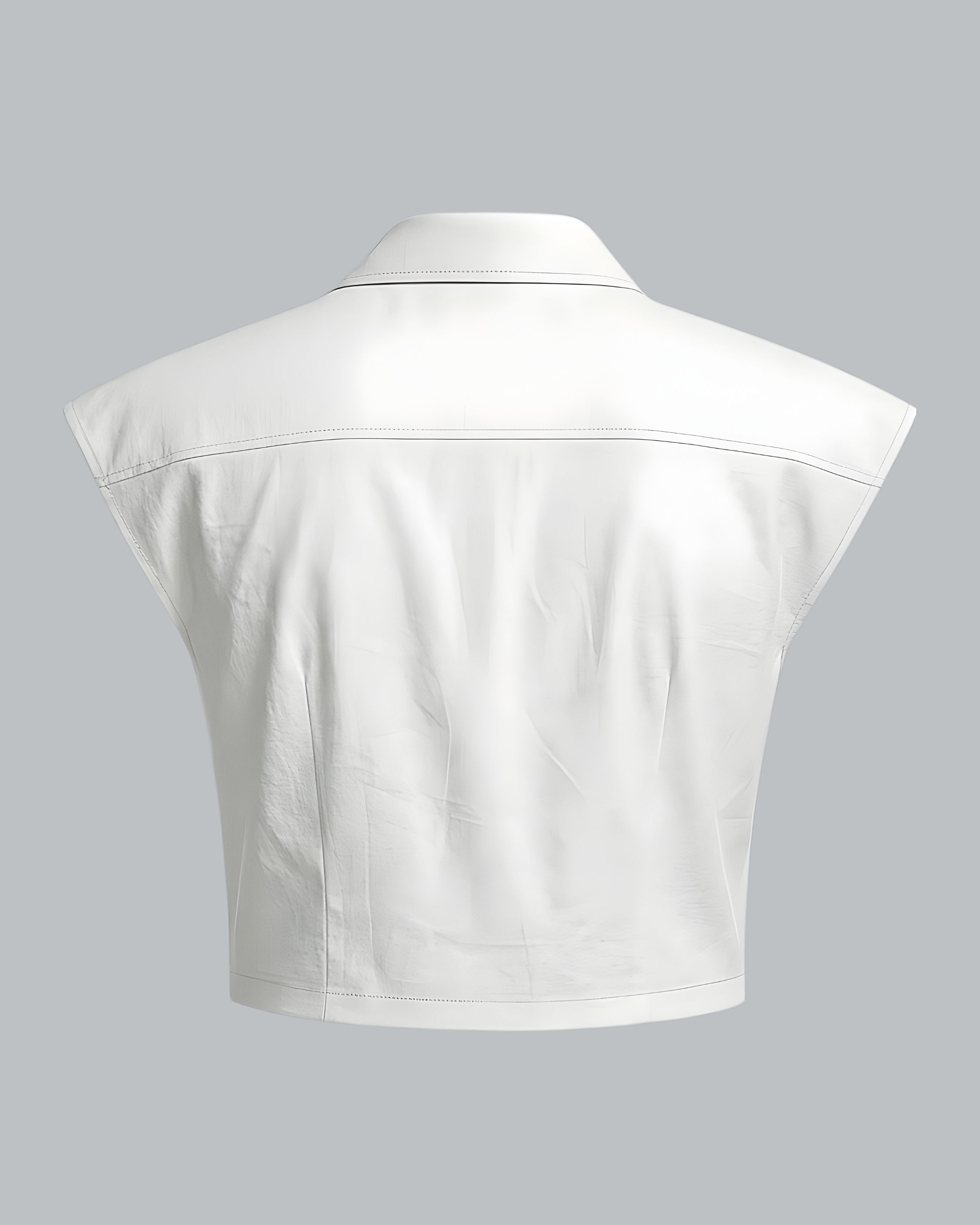 White Sleeveless Crop Shirt