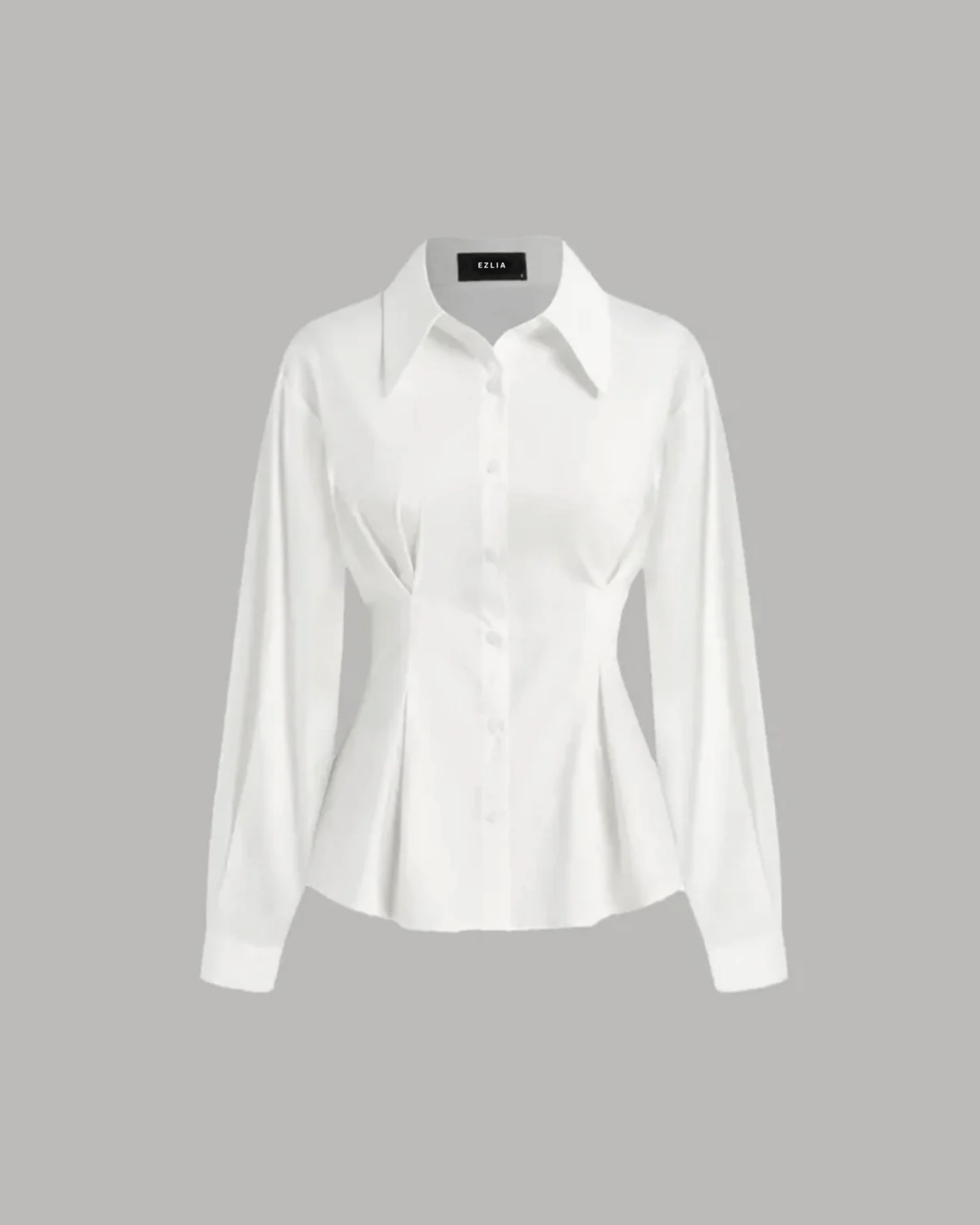White Shirt with Structured Flare Waist