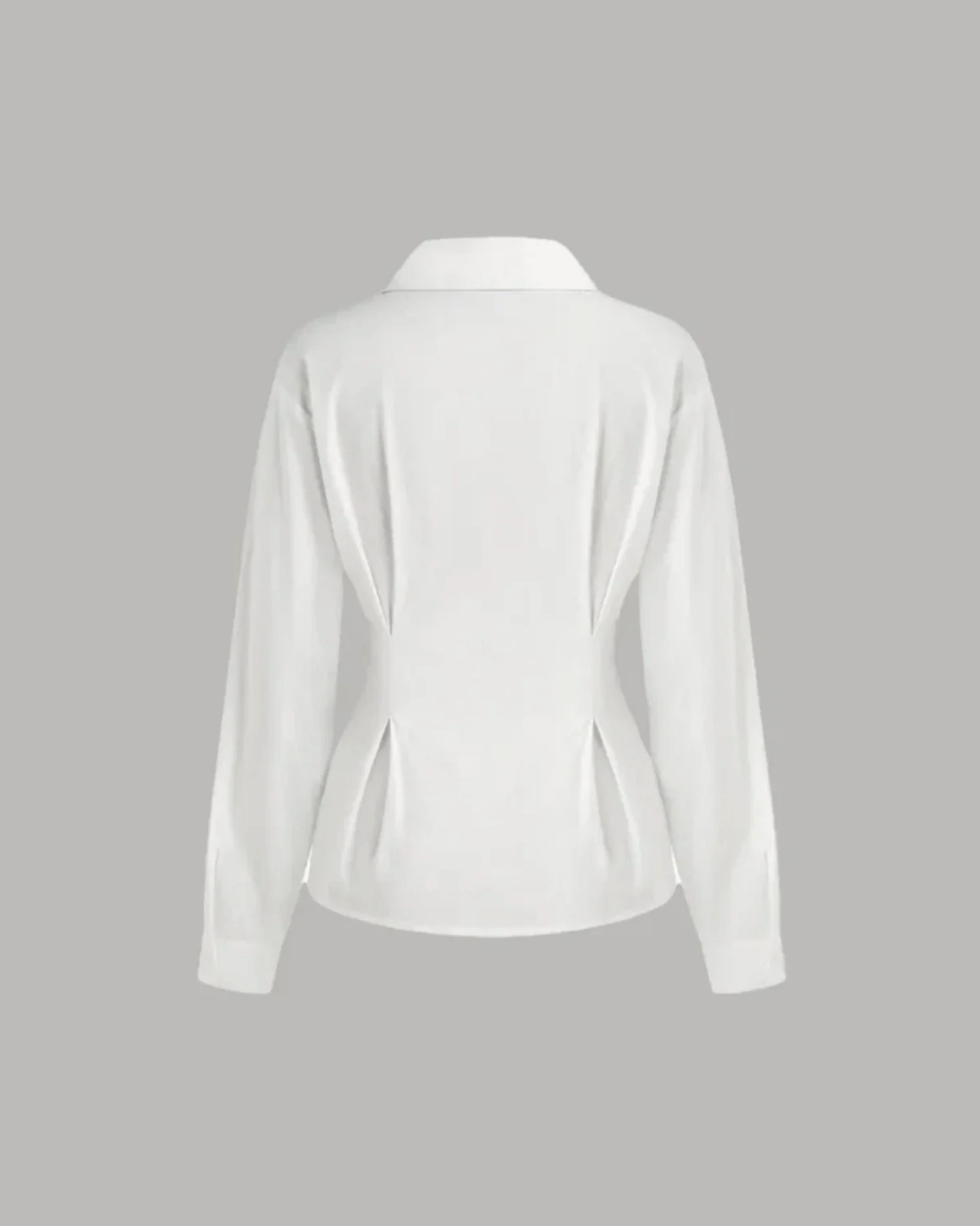 White Shirt with Structured Flare Waist