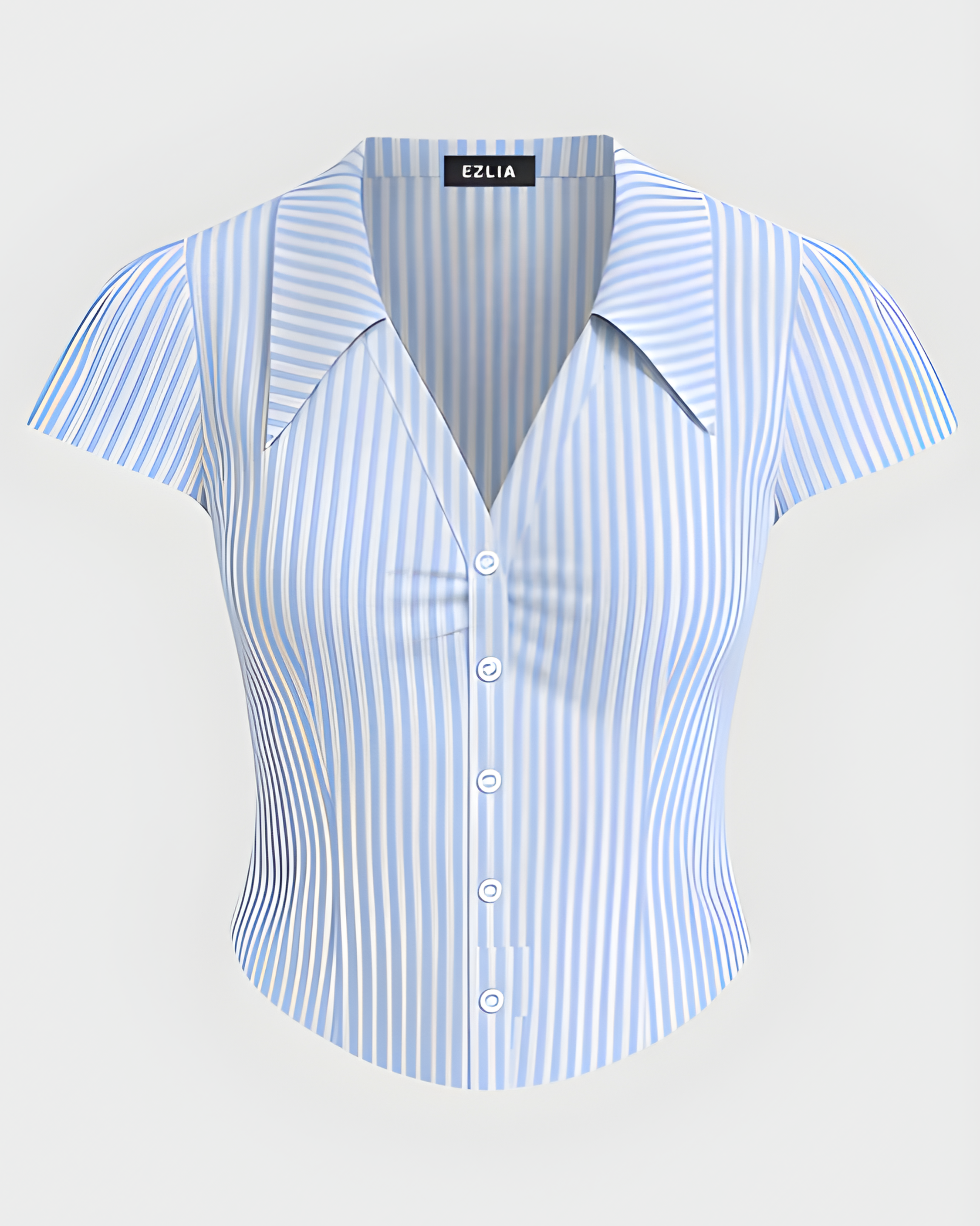Blue & White Striped Button-Down Top