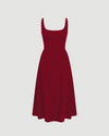 Wine Red Sleeveless Midi Dress
