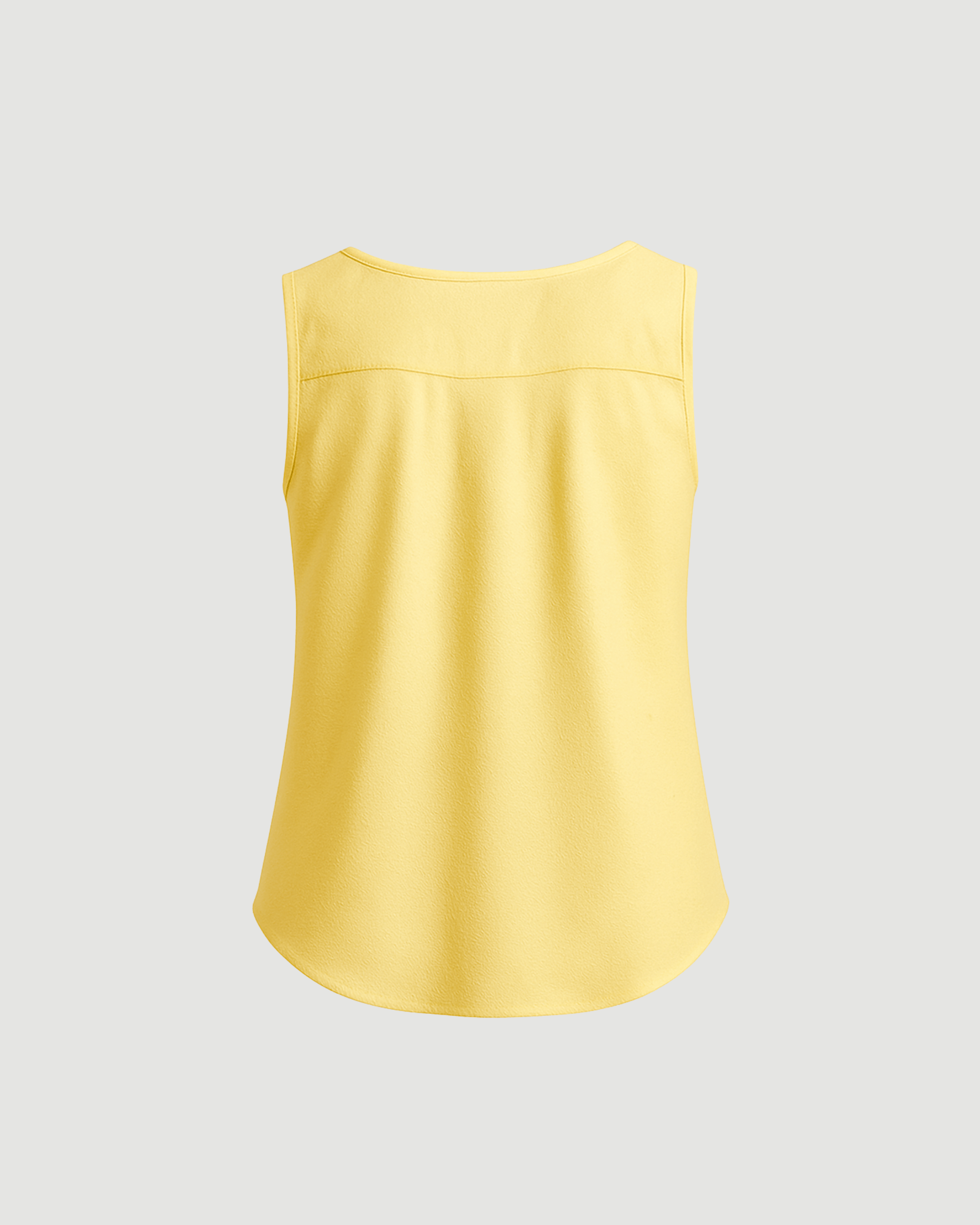 Yellow V-Neck Pleated Tank Top