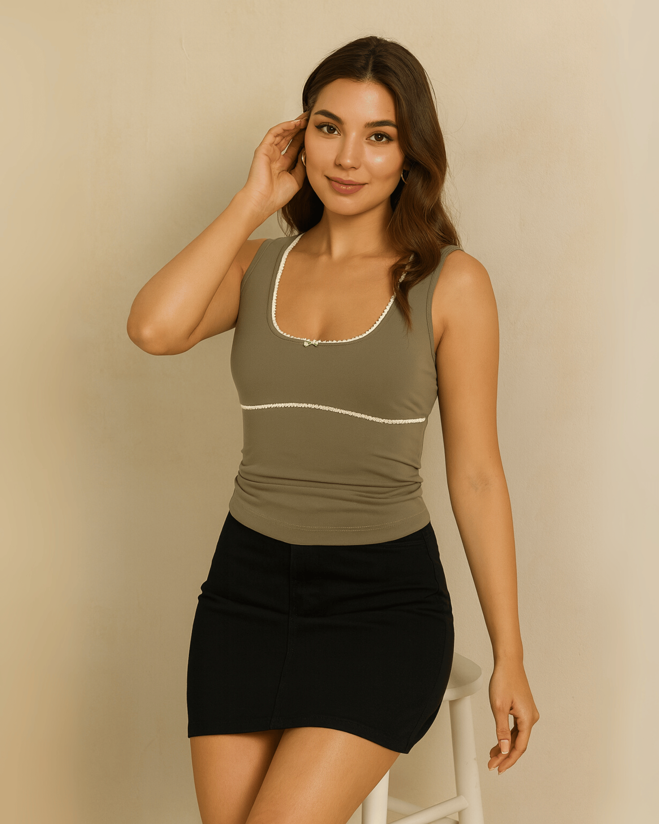 Slim Fit Khaki Top