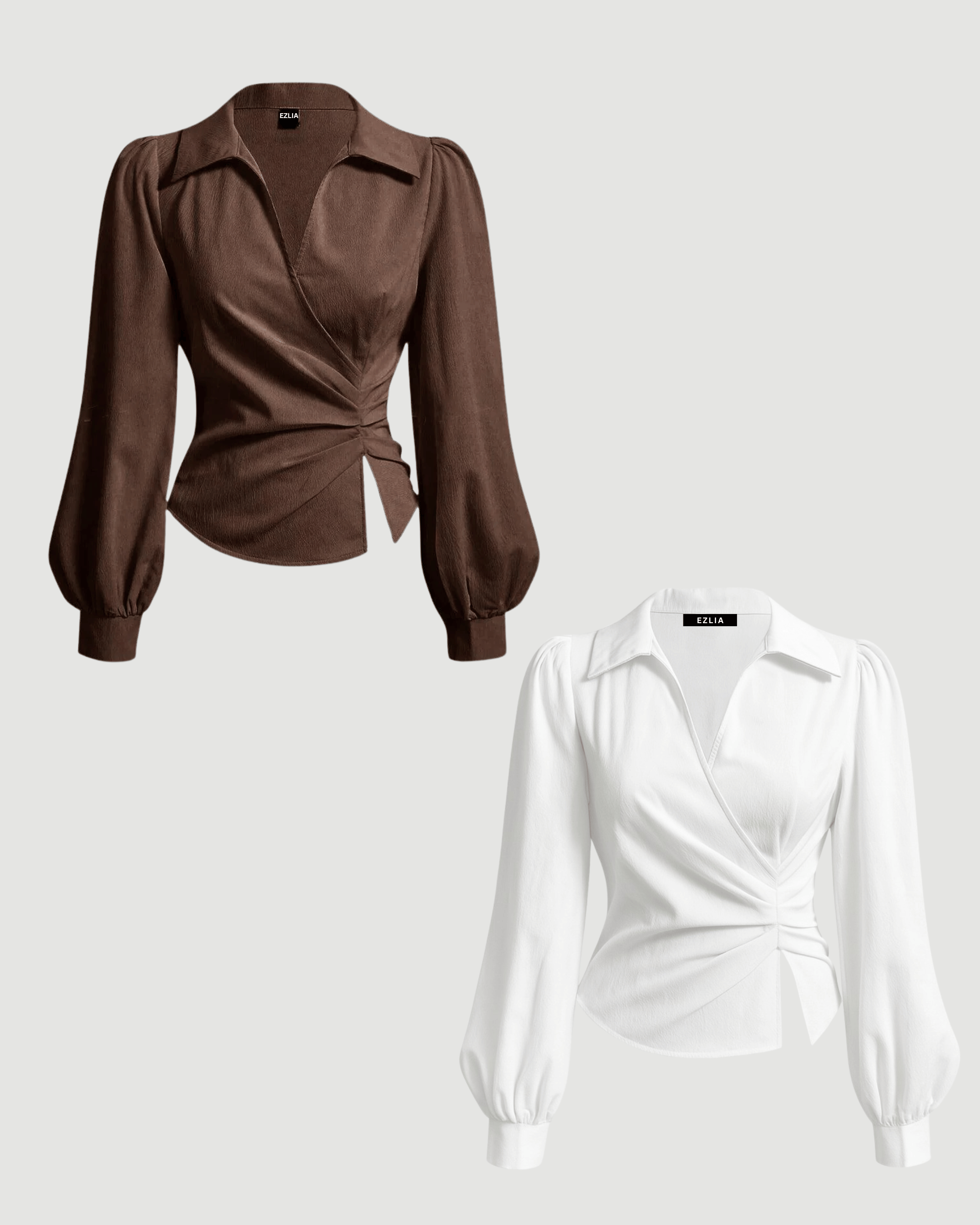 COMBO: V-Neck Bubble Wrap Brown & White Top