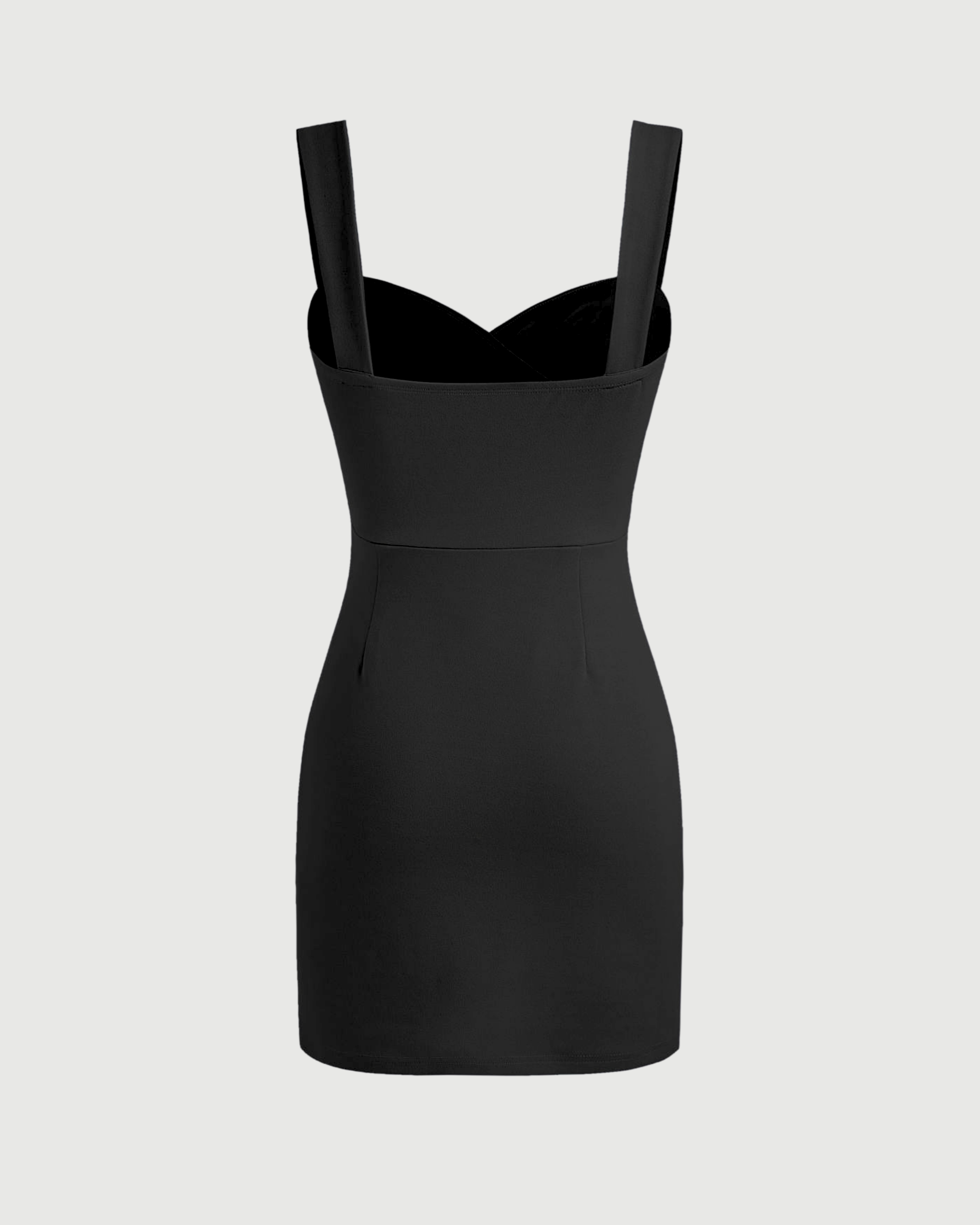 Sweetheart Square Neck Mini Dress - Black