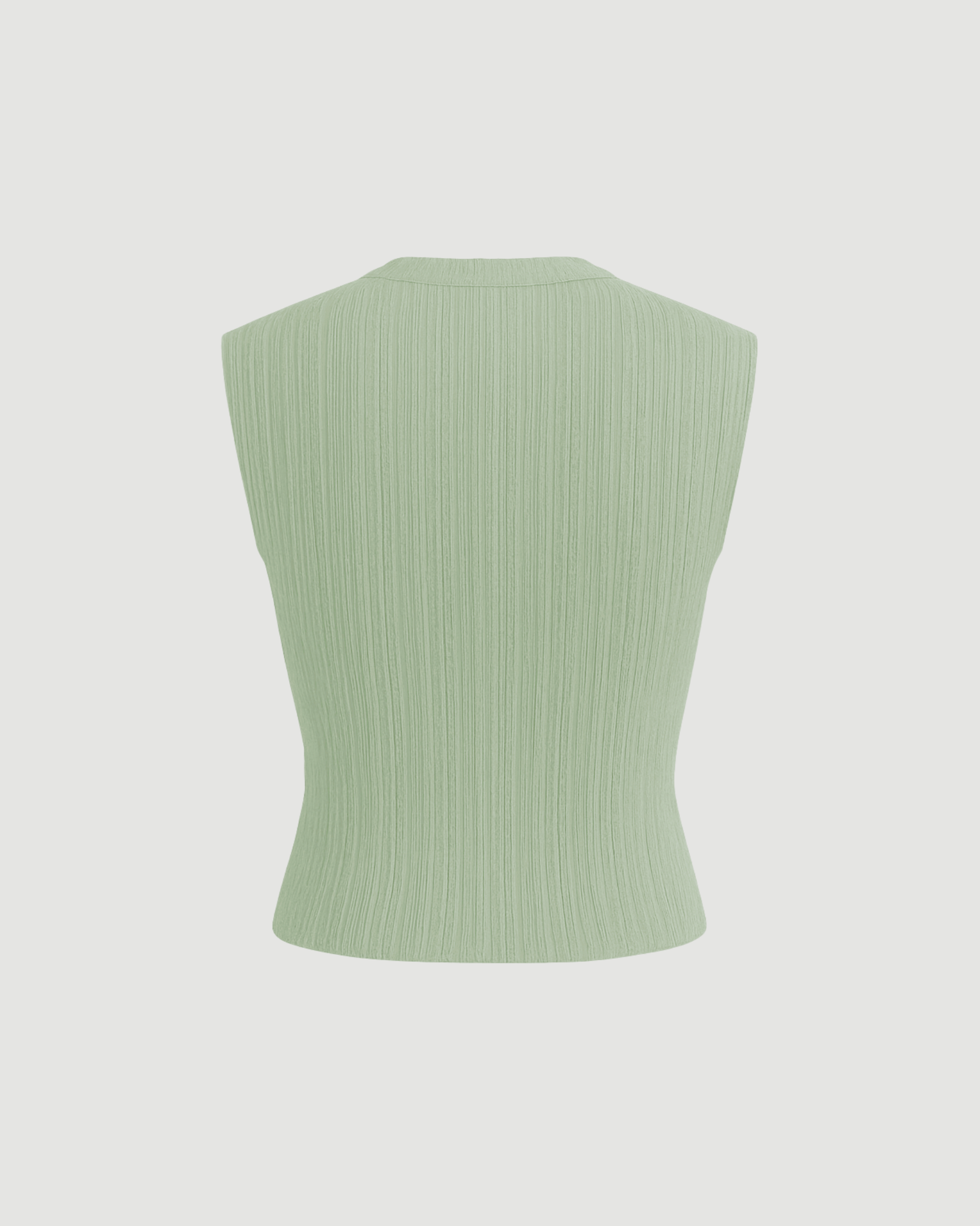 Light Green Ribbed Wrap Top
