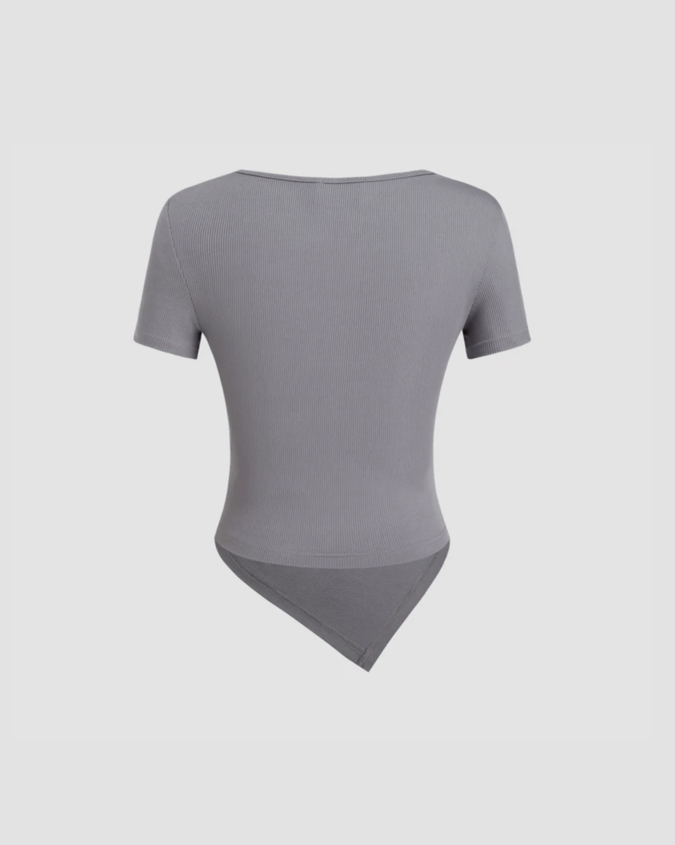 Grey V-Neck Wrap Style Top