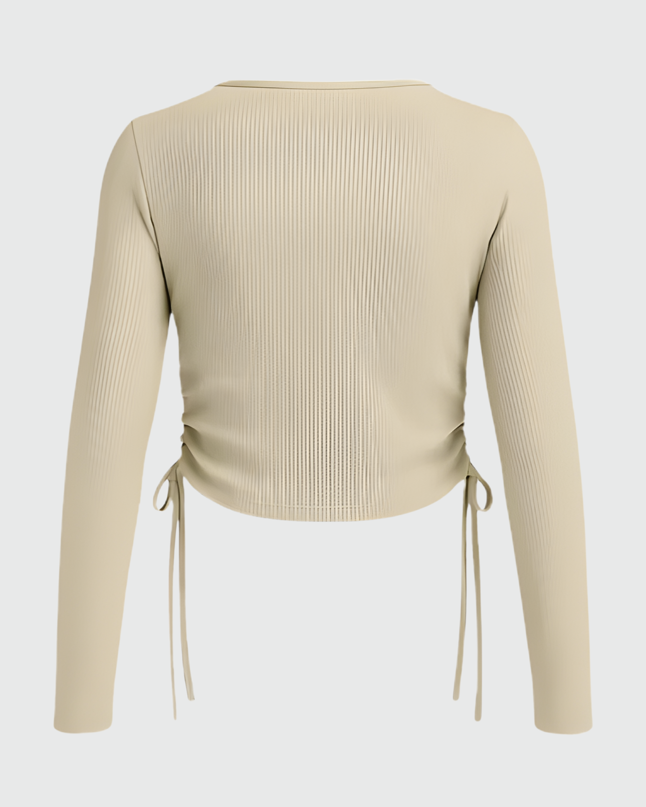 Beige Ribbed Crop Top for Women