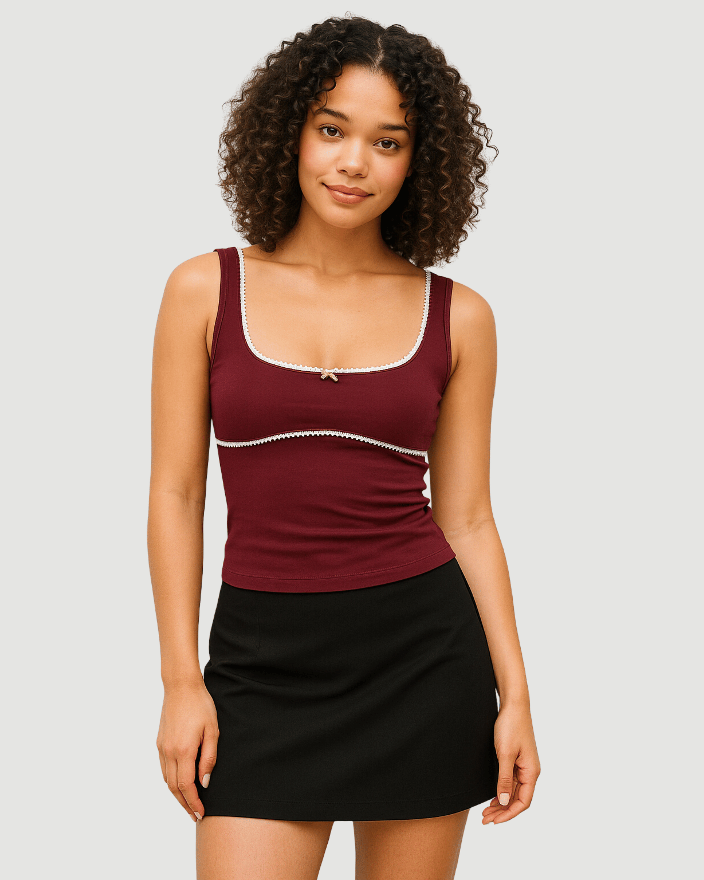 Slim Fit Wine Red Top