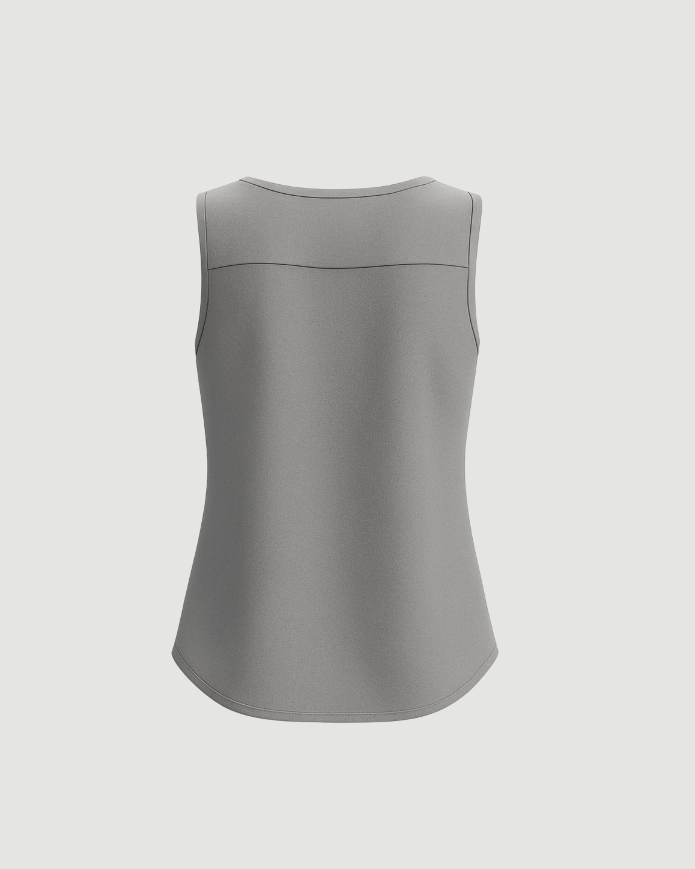 Grey V-Neck Pleated Tank Top