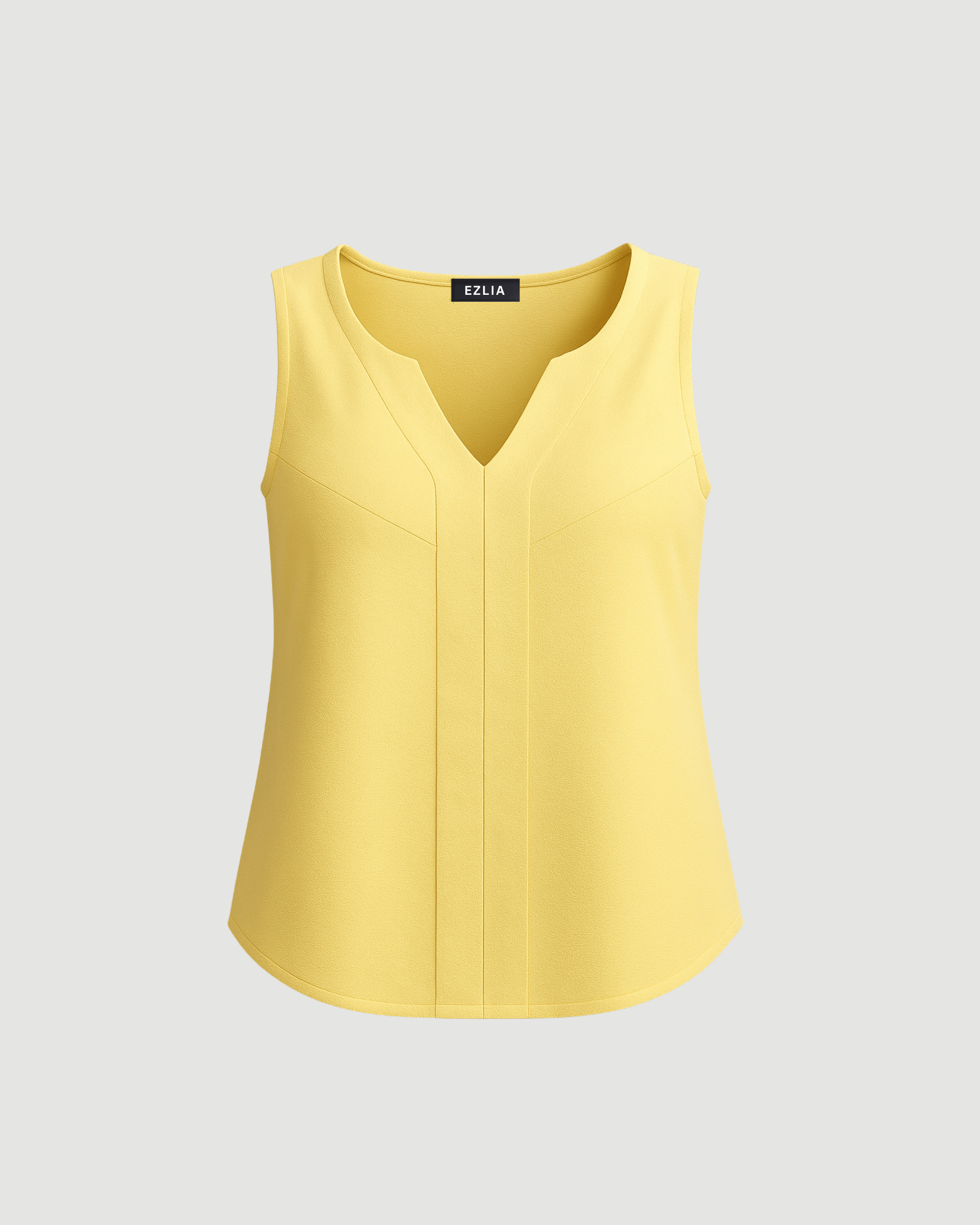 Yellow V-Neck Pleated Tank Top