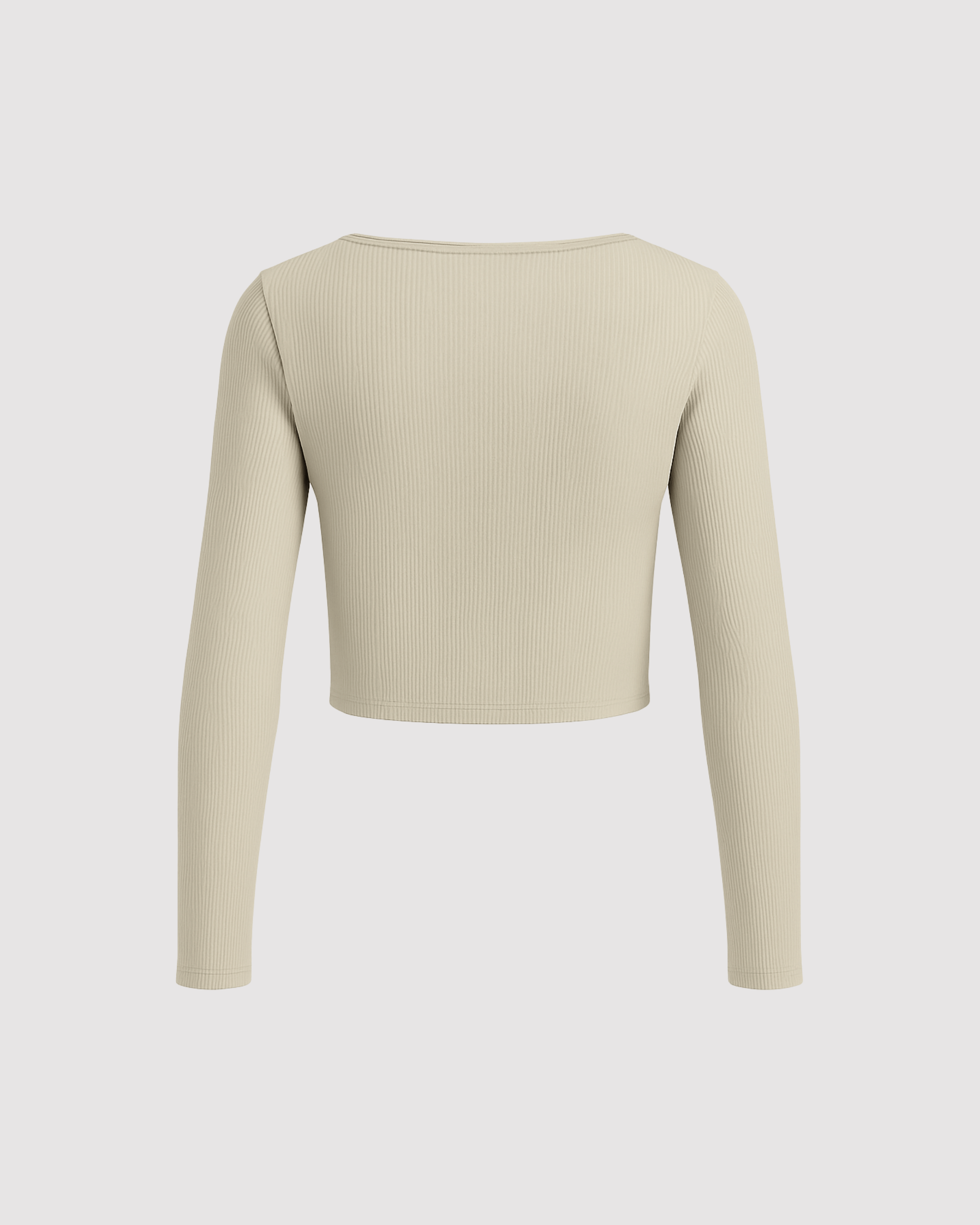 Beige Long Sleeve Crop Top