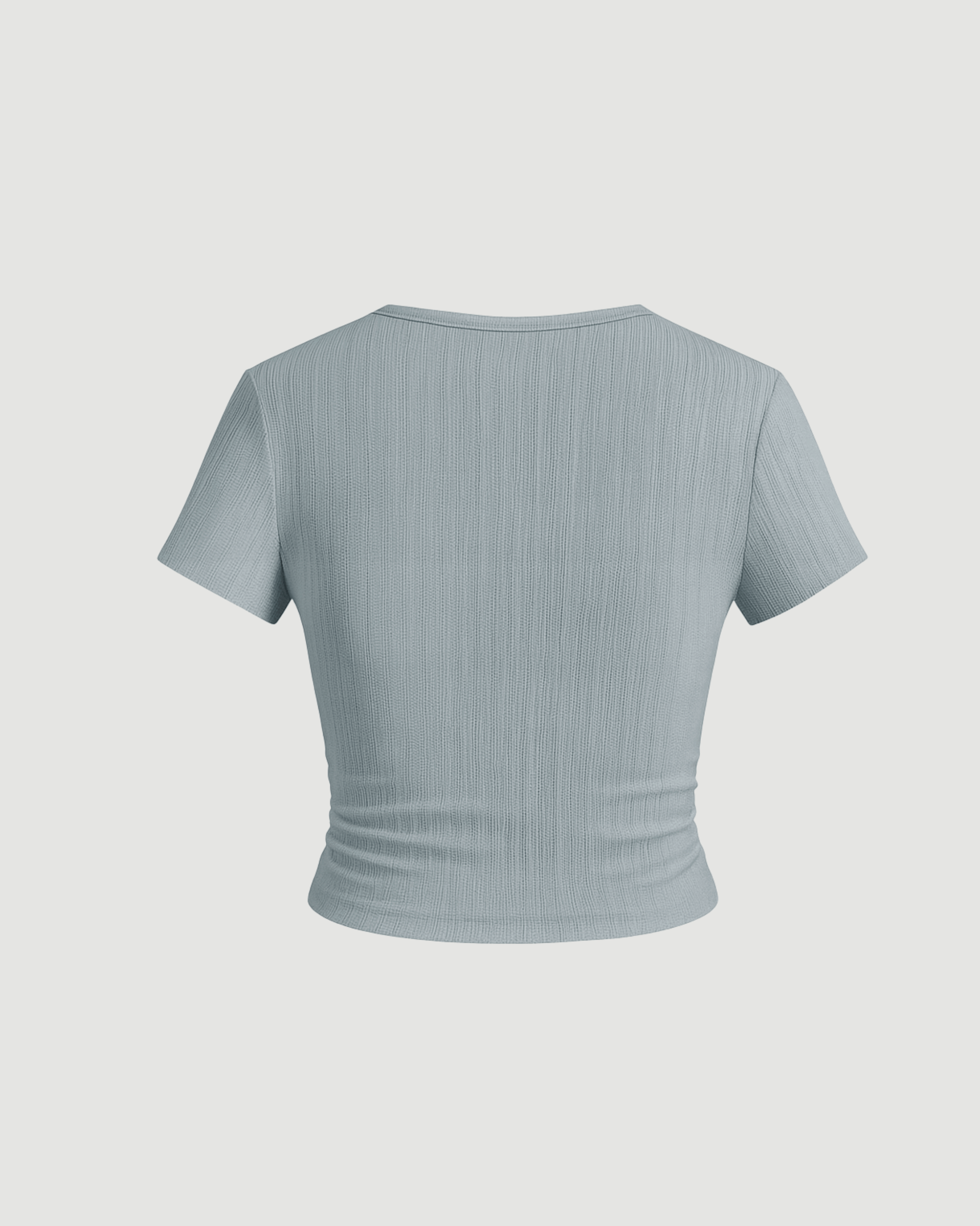 V-Neck Ruched Crop Top – Light Grey