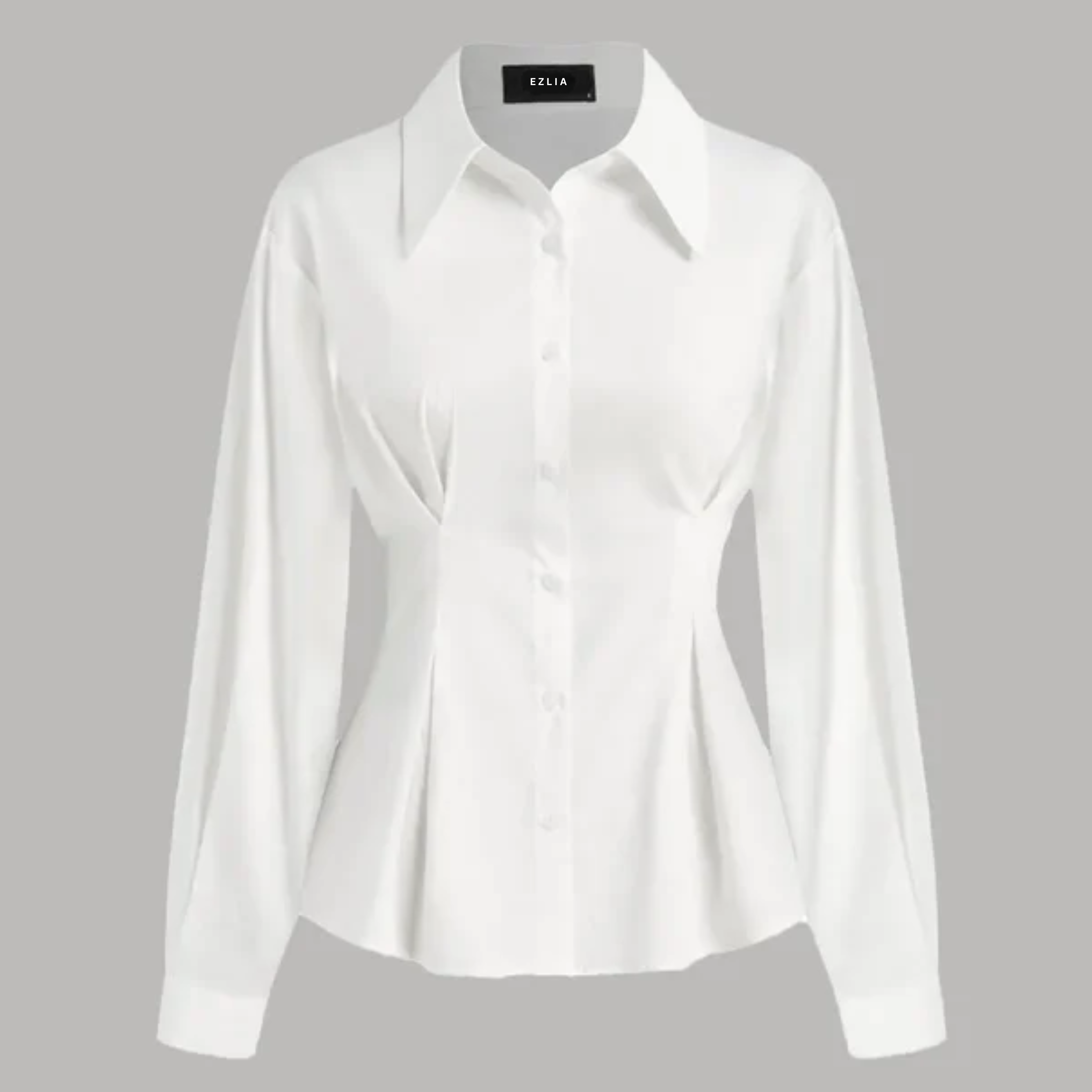 White Shirt with Structured Flare Waist