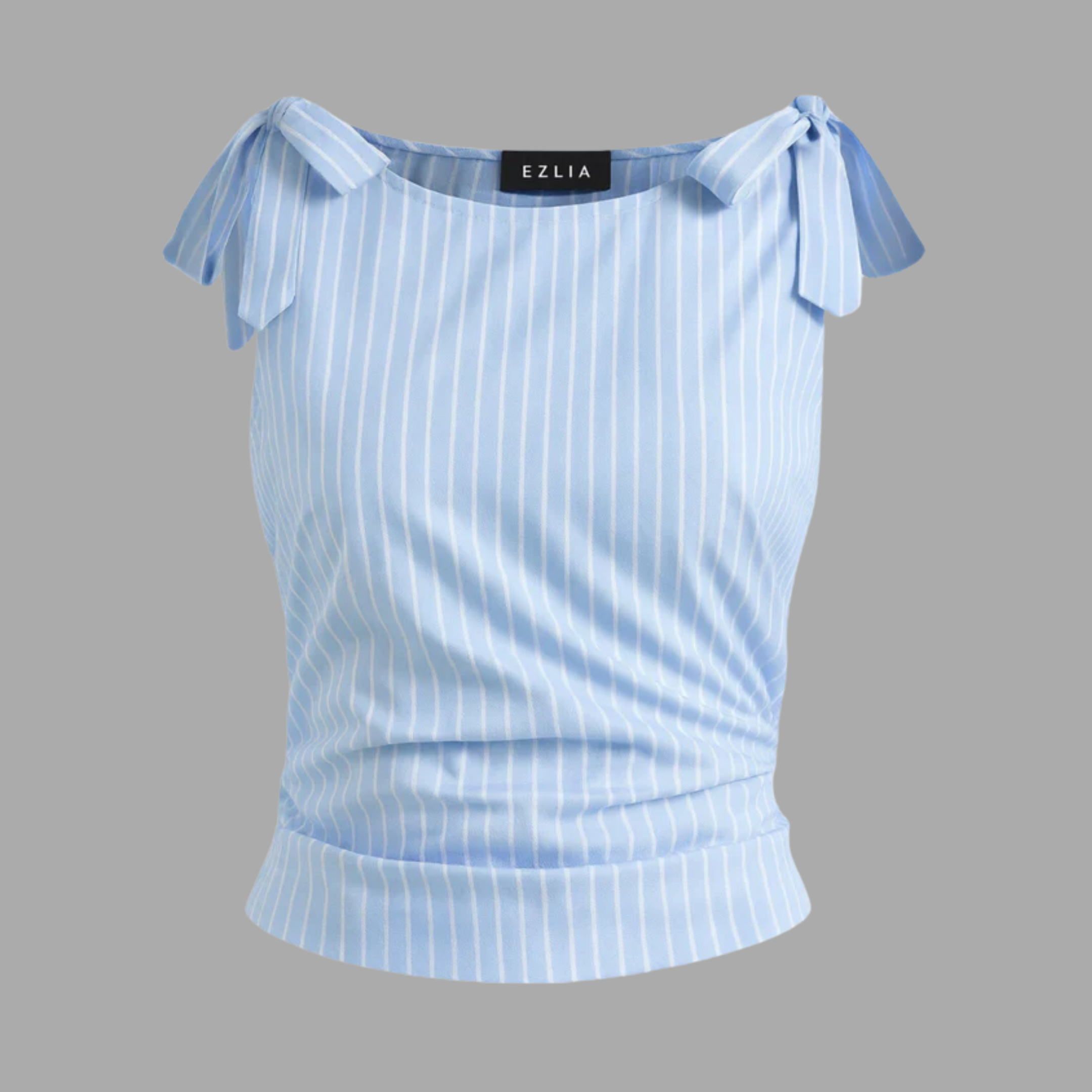 Striped Boat Neck Ruched Tank Top