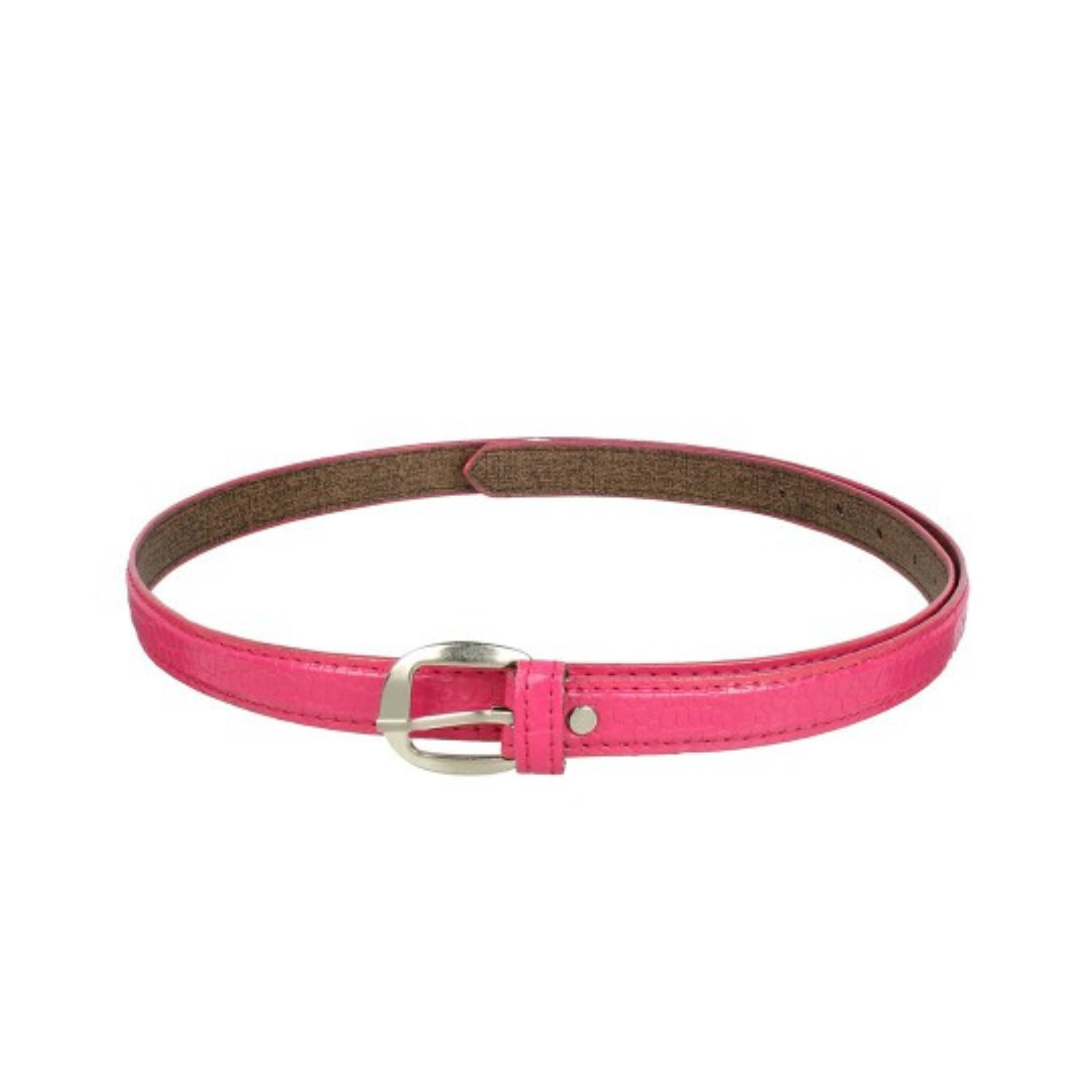 Pink Faux Leather Slim Belt