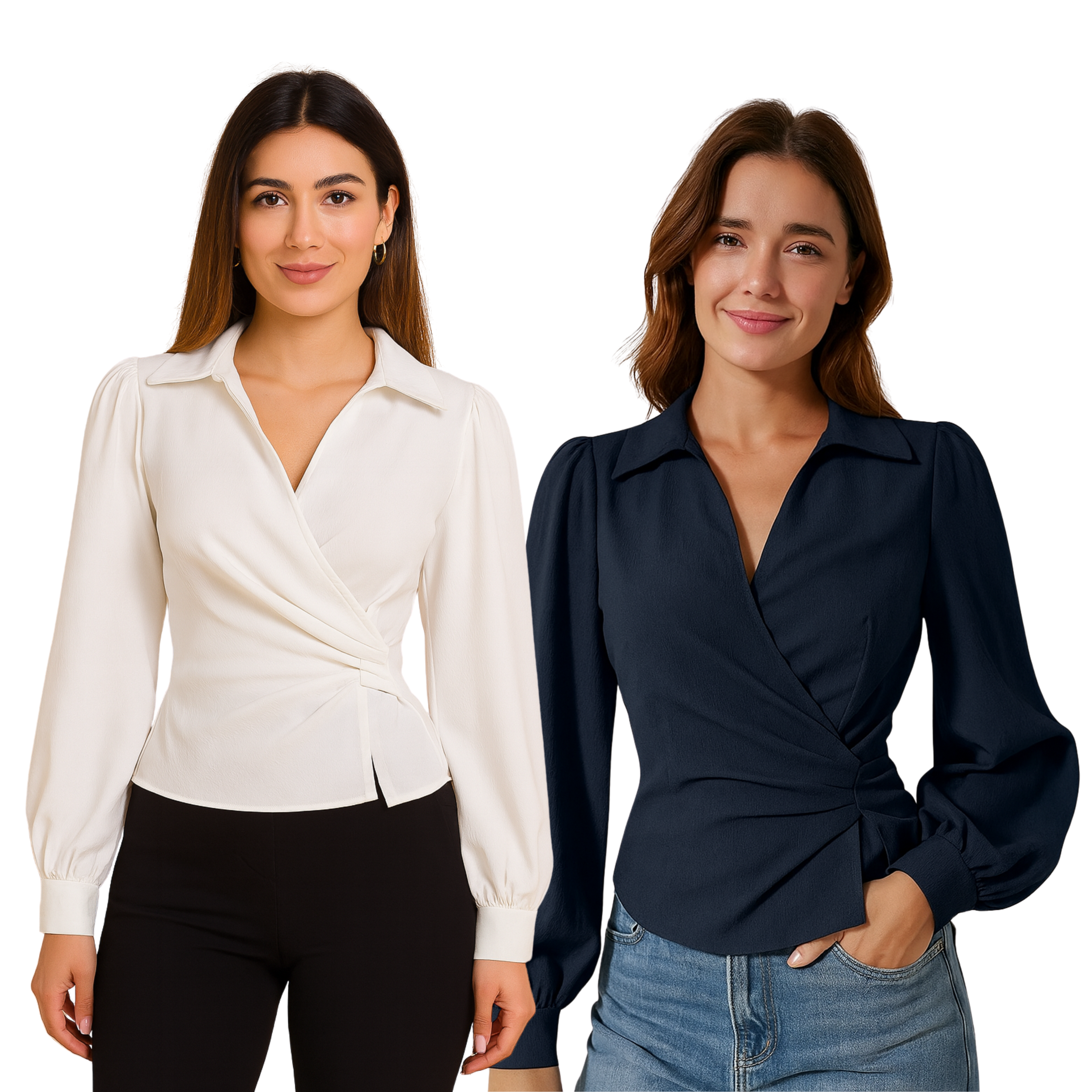 COMBO: V-Neck Bubble Wrap White & Blue Top