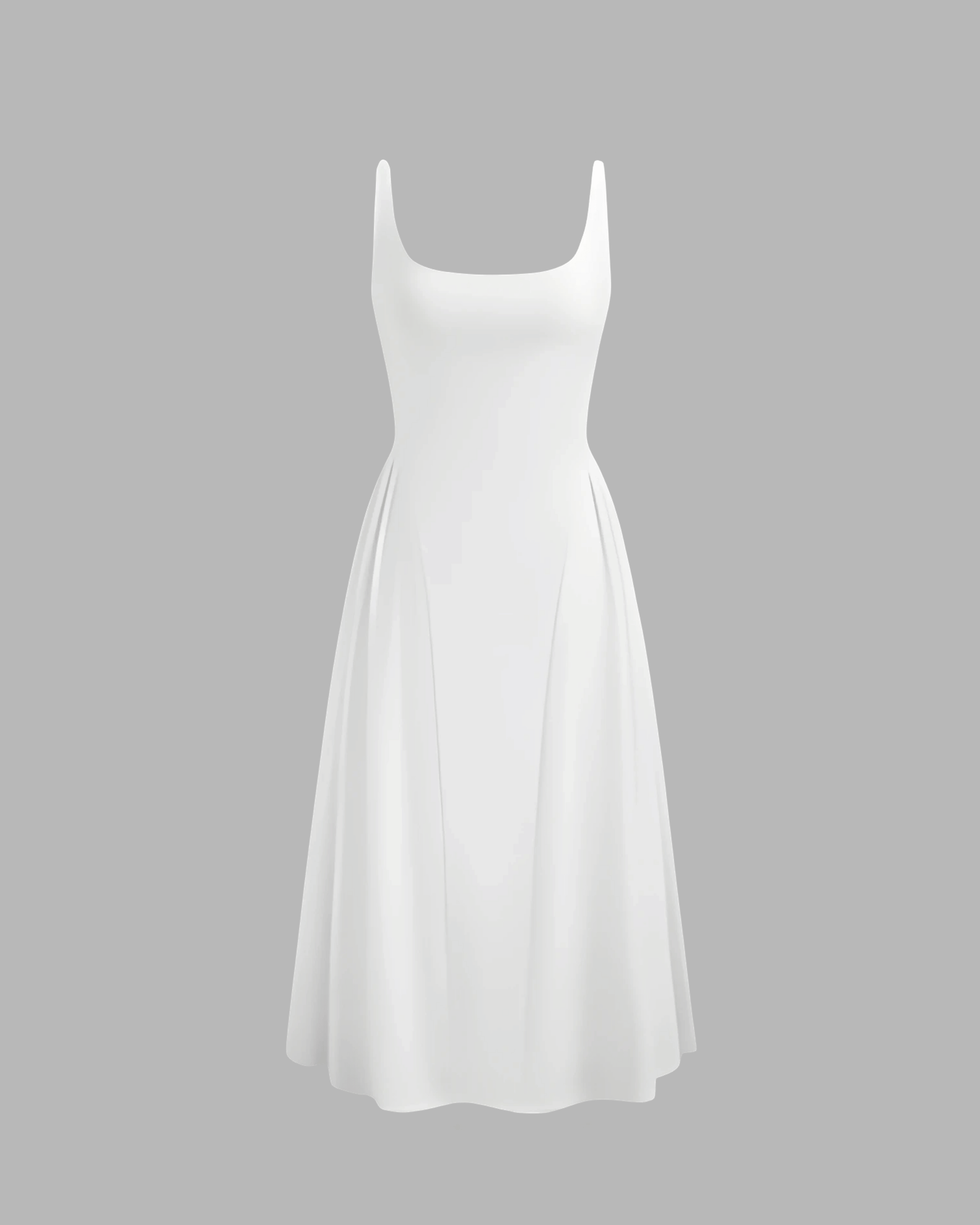 Elegant White Sleeveless Midi Dress