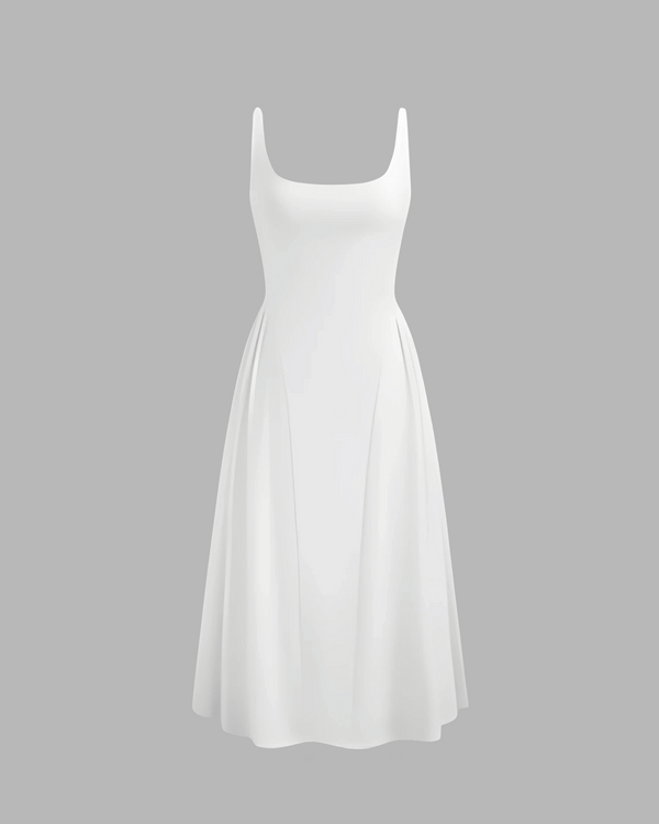 Elegant White Sleeveless Midi Dress