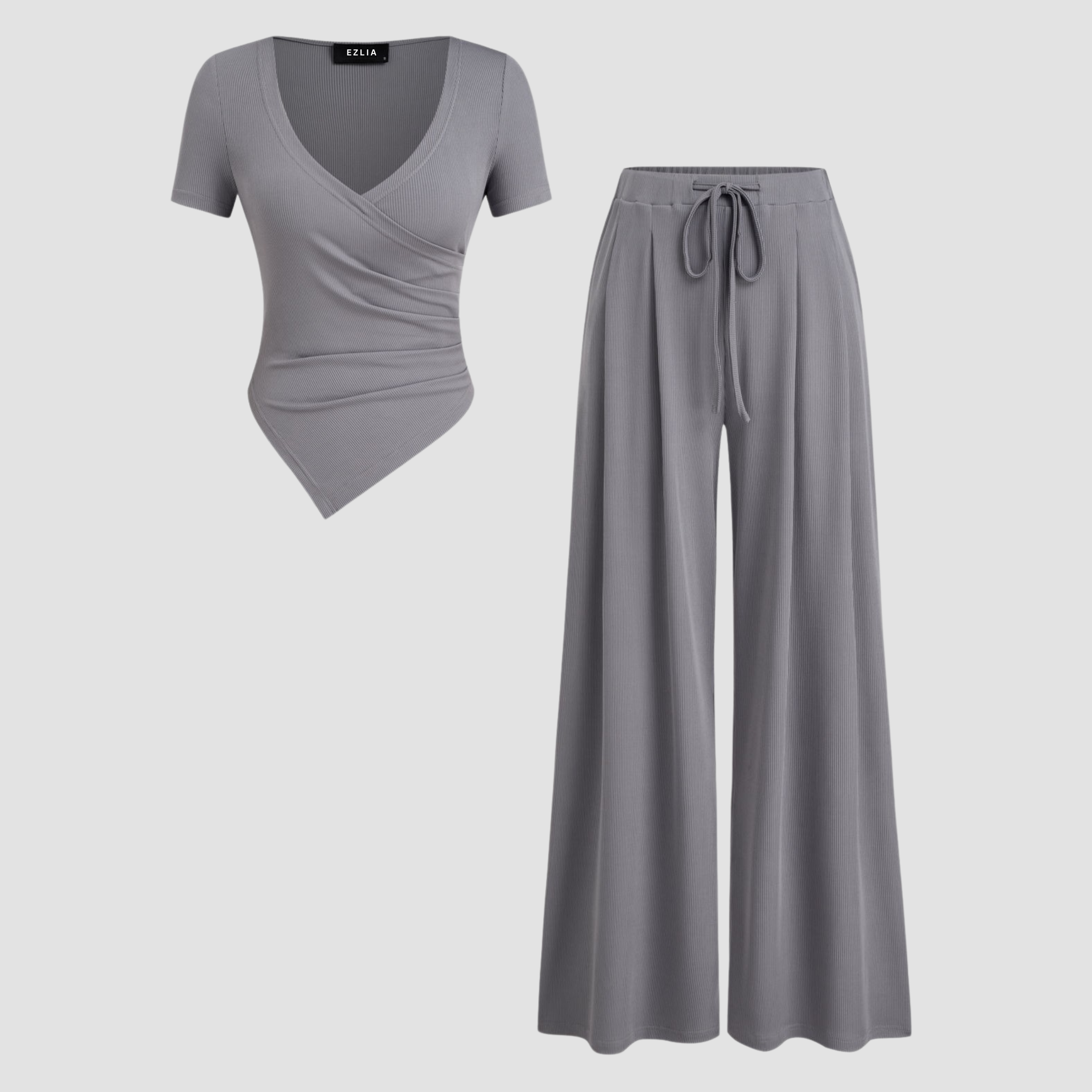 Stylish Grey Wrap Co-ord Set