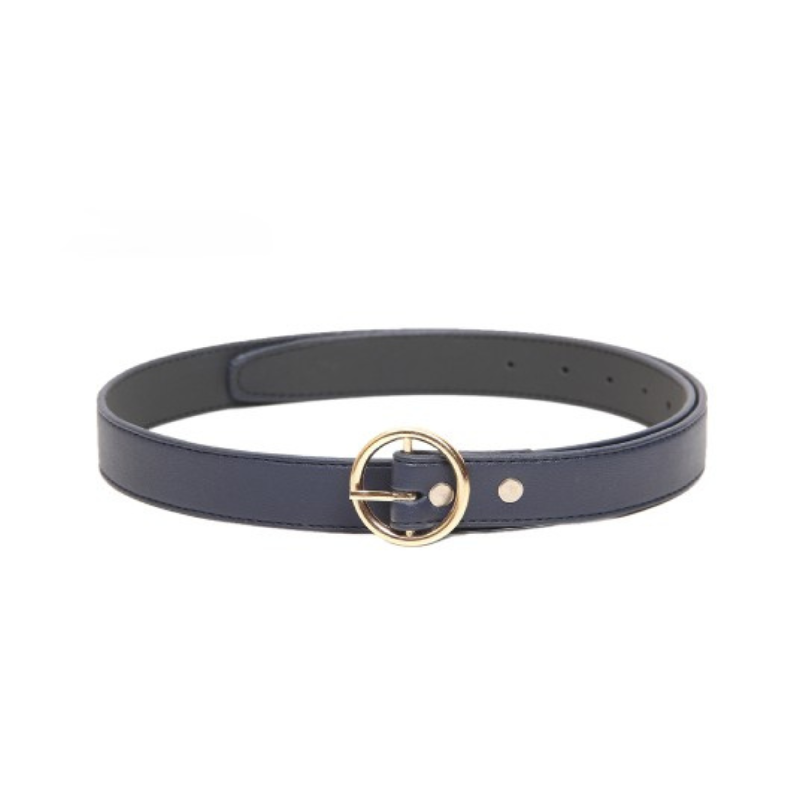 Navy Blue Belt with Gold Round Buckle