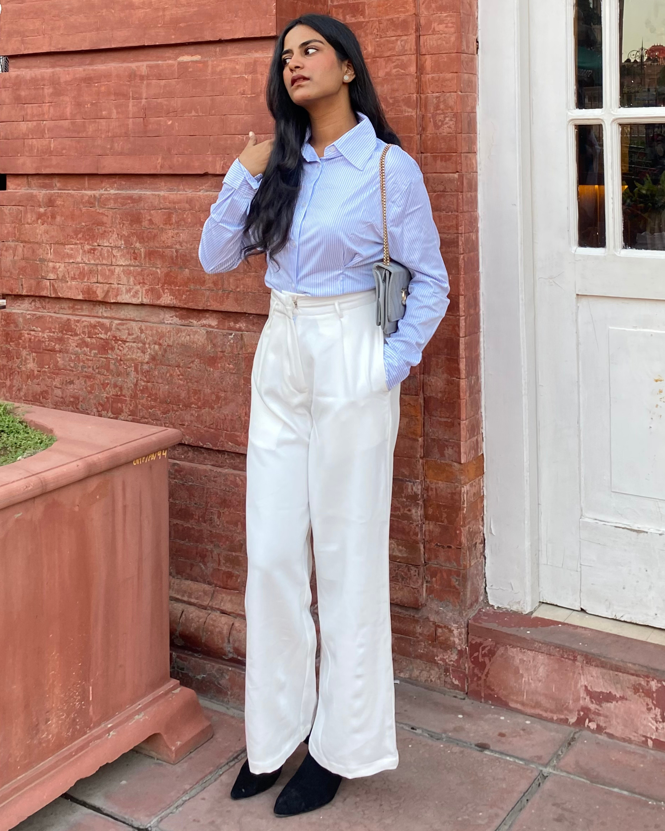 Soft Blue Striped Shirt for Women