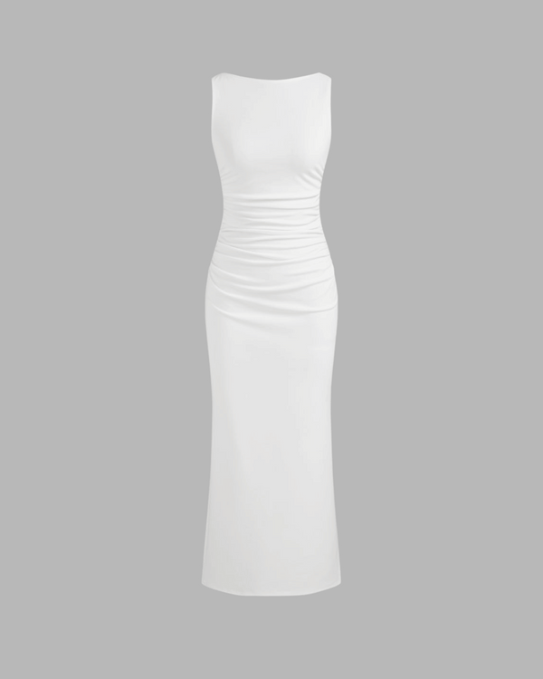 White Sleeveless Bodycon Midi Dress