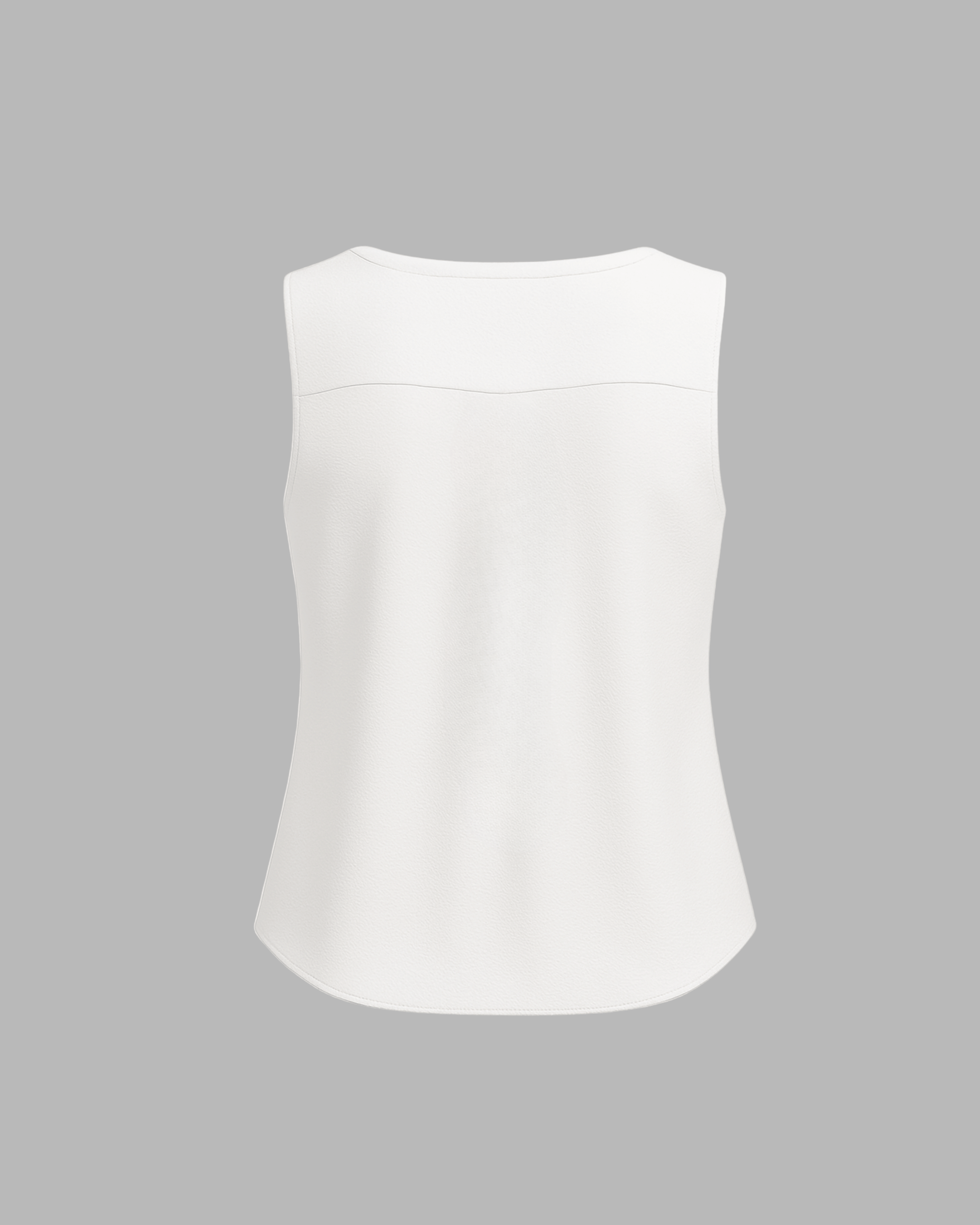 White V-Neck Pleated Tank Top
