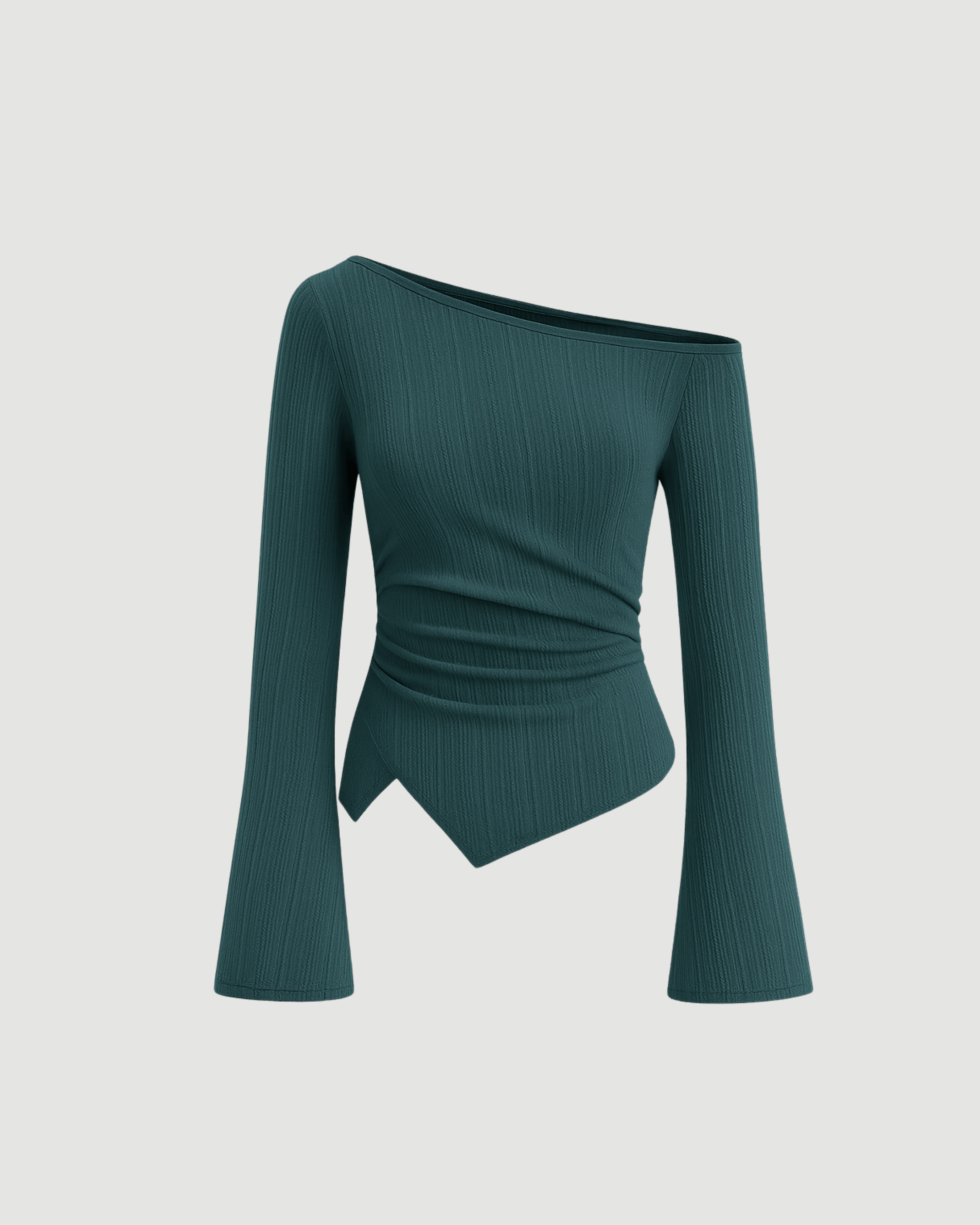 One Shoulder Top – Teal Green