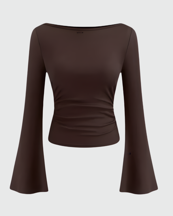 Chocolate Ruched Long Sleeve Top