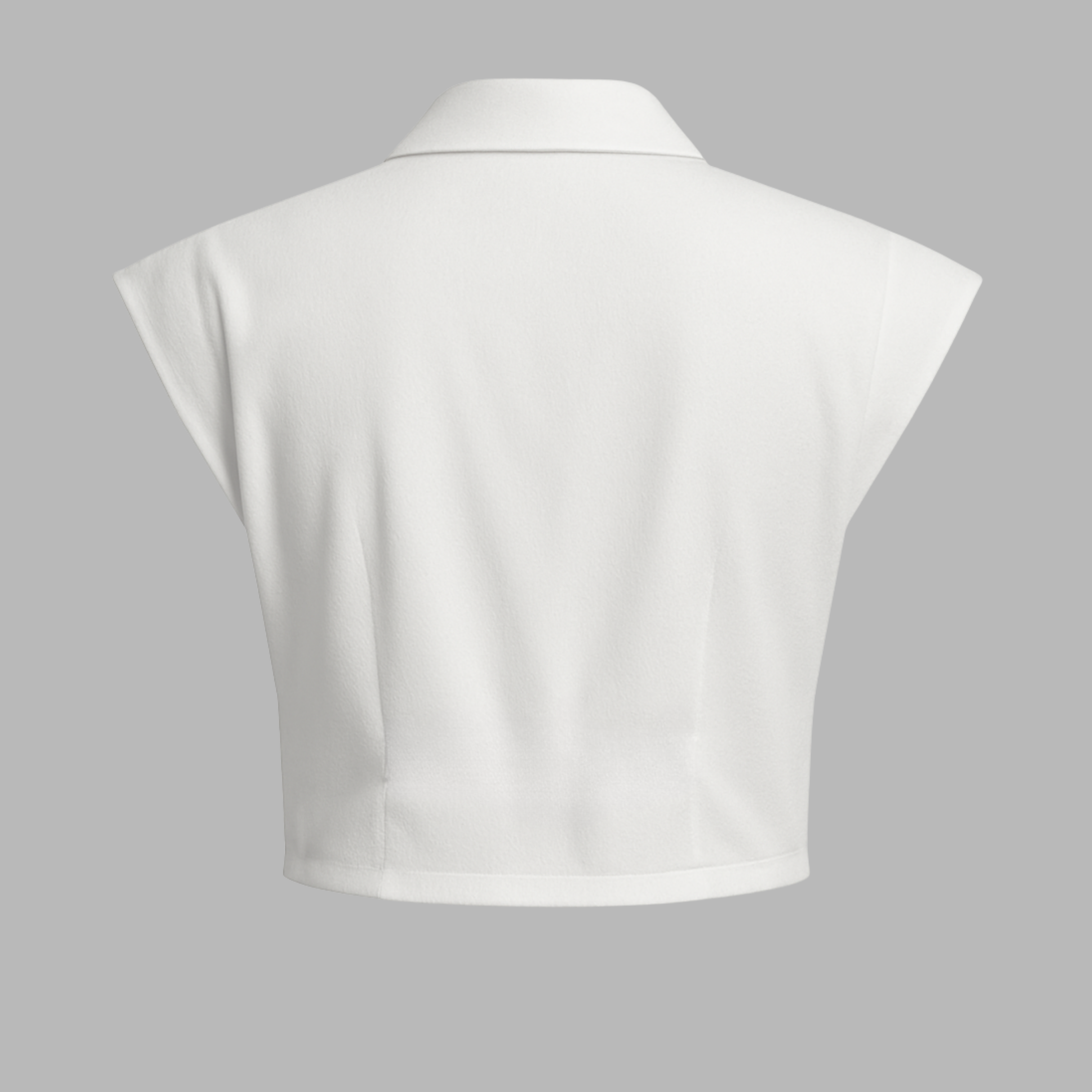 White Sleeveless Crop Shirt