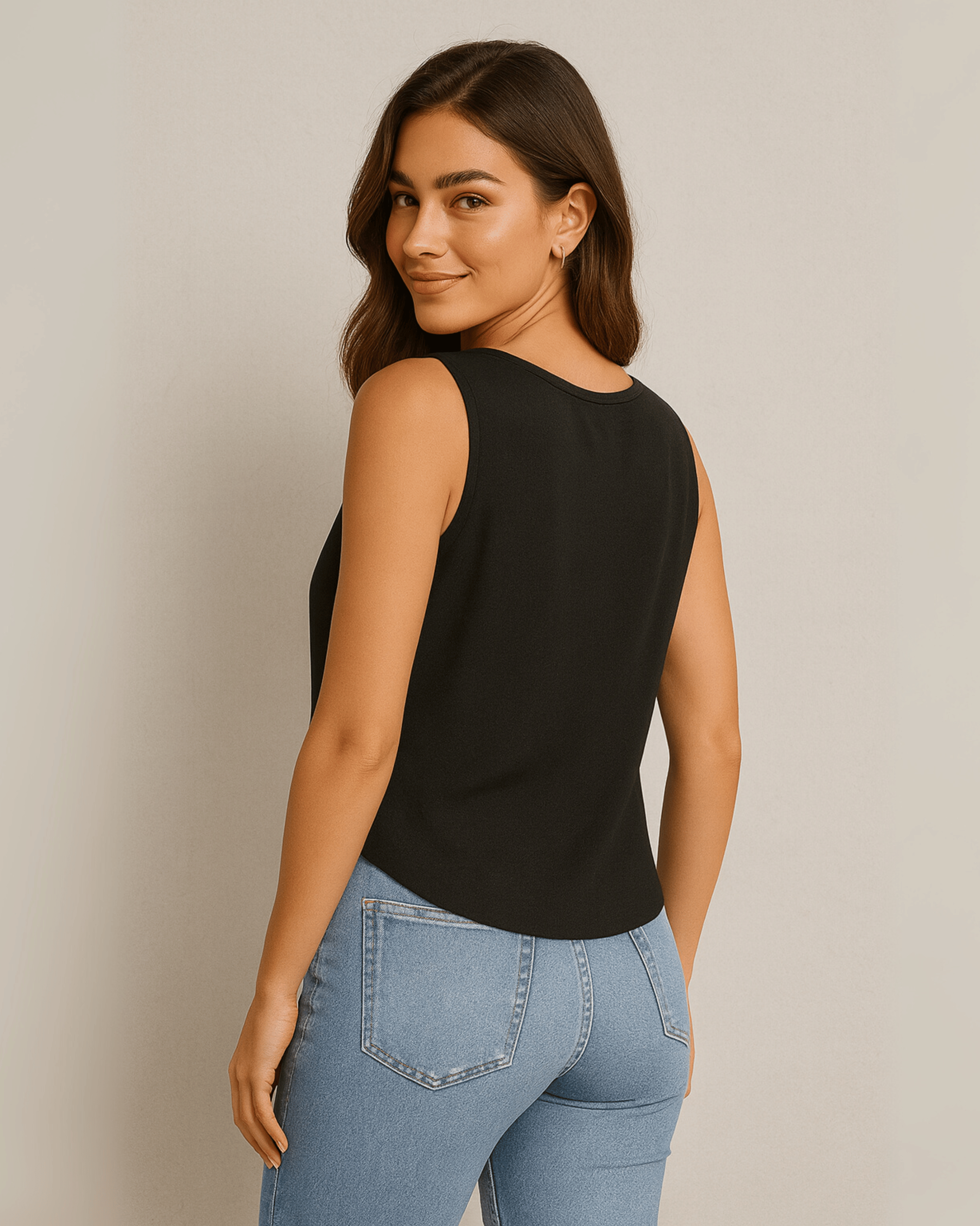 Sleeveless V-Neck Pleated Tank Top