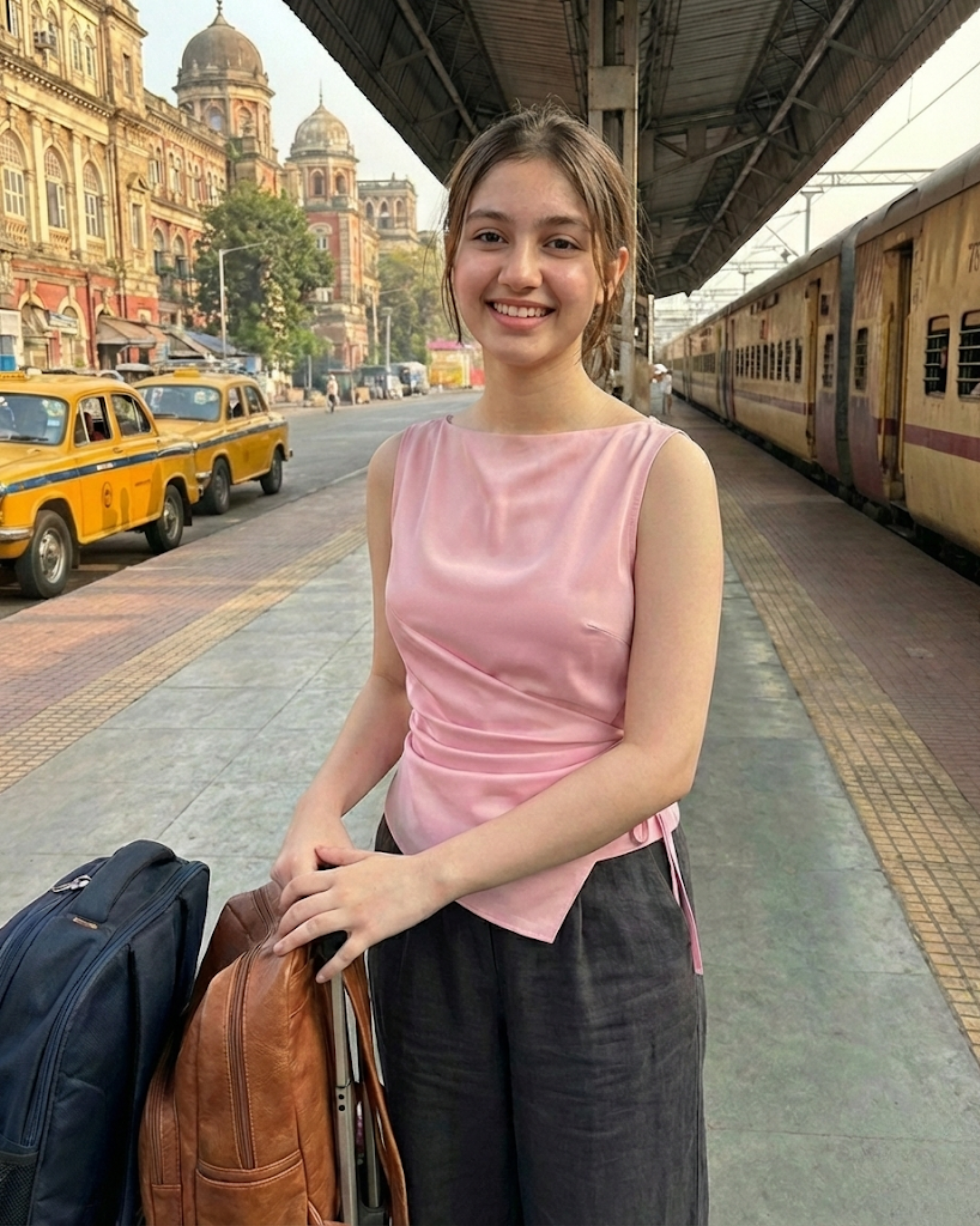 LinenWave Knot-Front Weekend Top - Pink