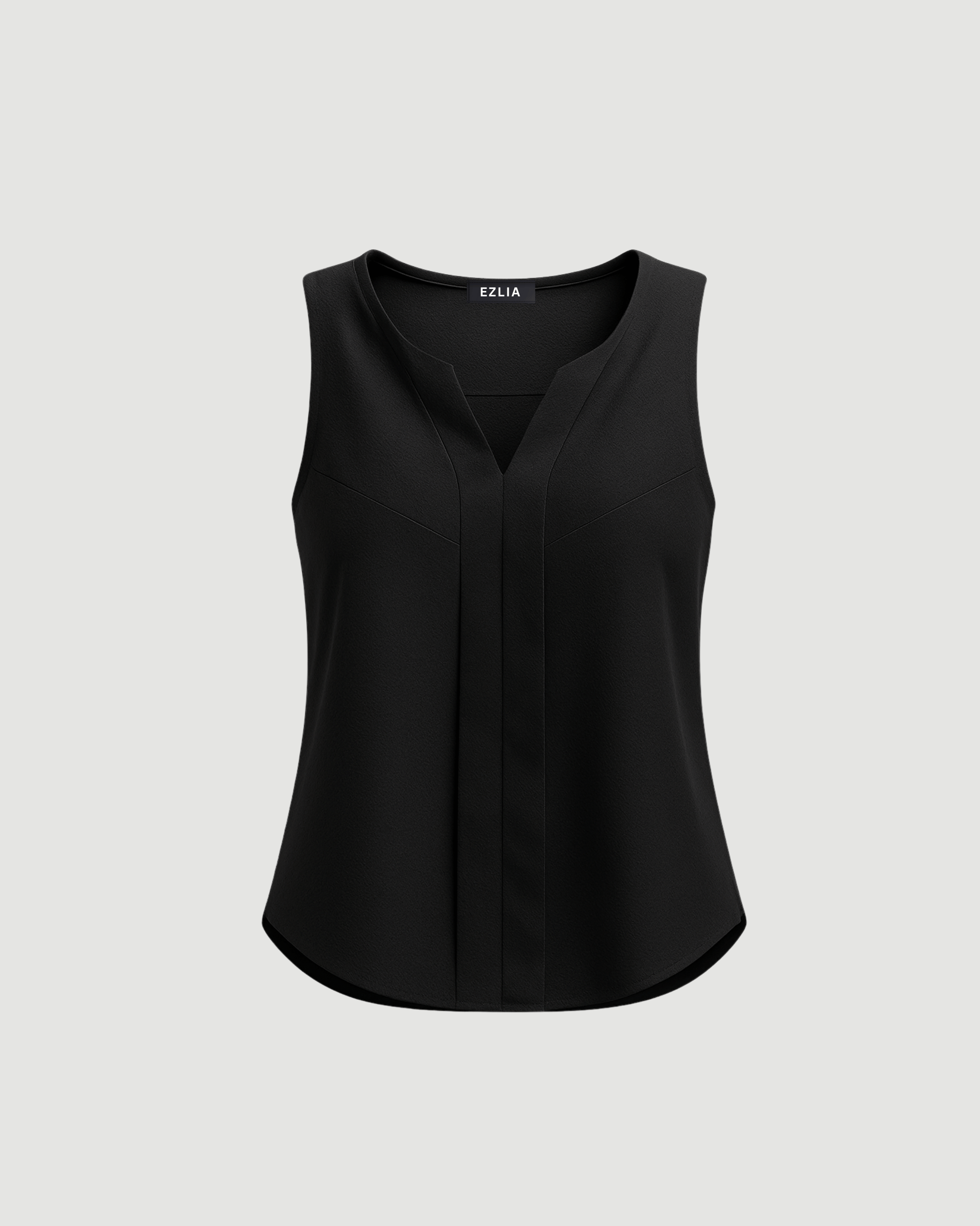 Sleeveless V-Neck Pleated Tank Top