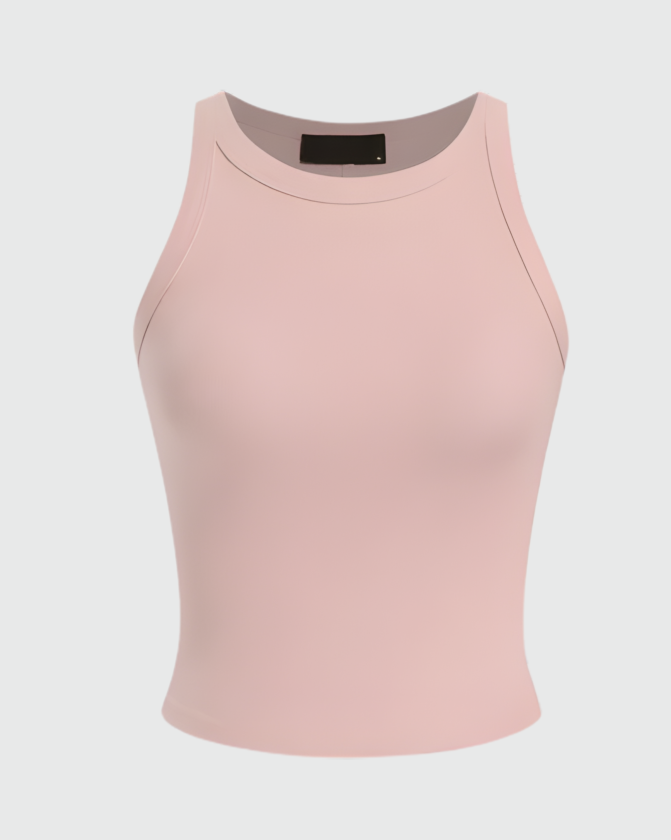 Cotton-blend Round Neckline Solid Tank Top